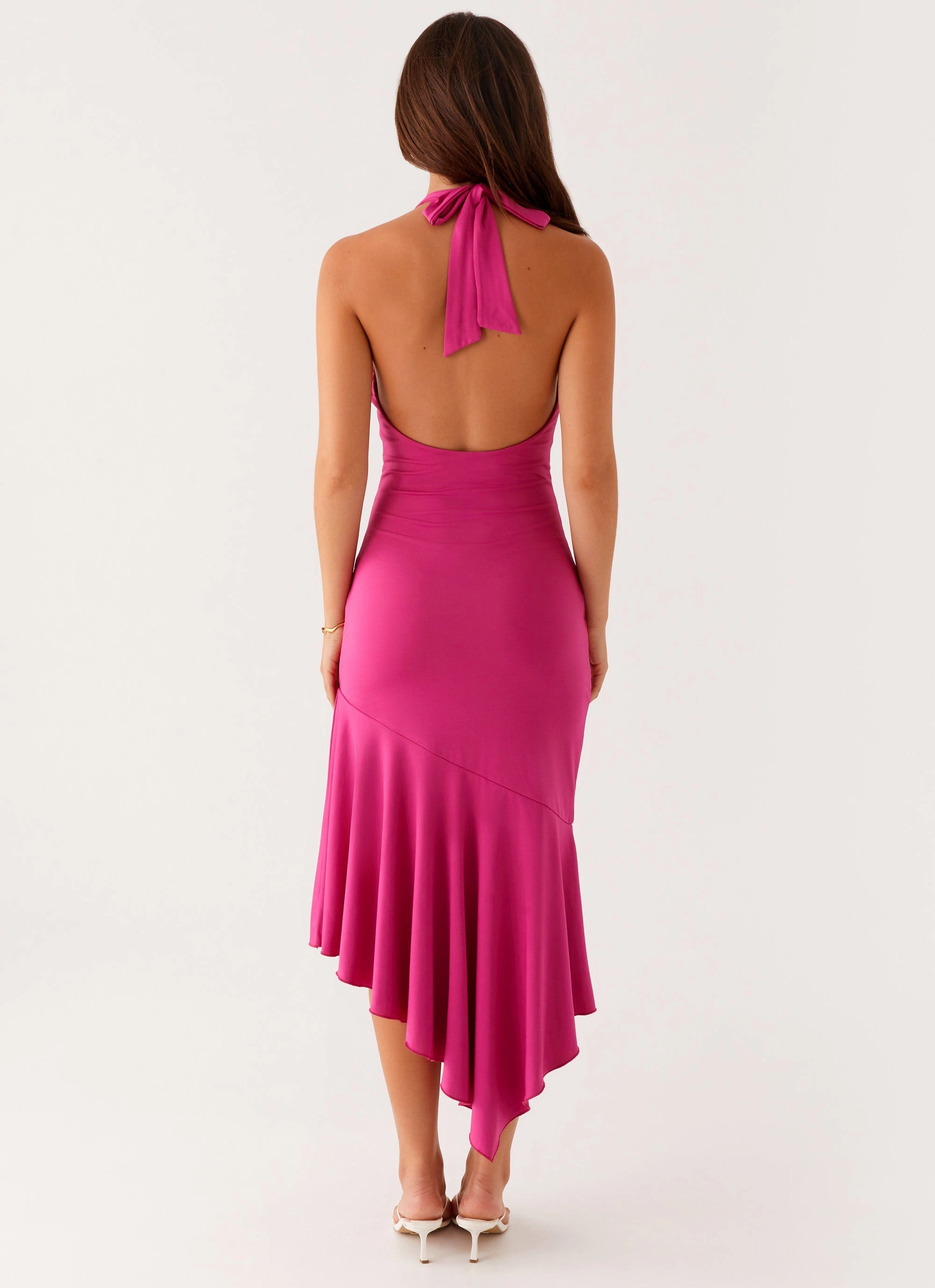 Smart Waistband Fit Casual Comfort Wear Perdita Midi Dress - Fuchsia