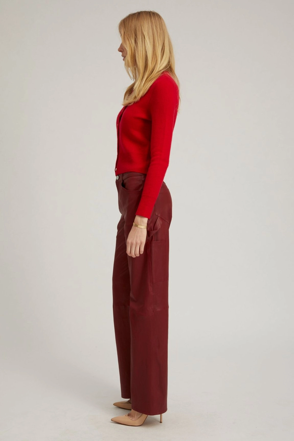 Red Cashmere Baby Cardigan WaffleWeave