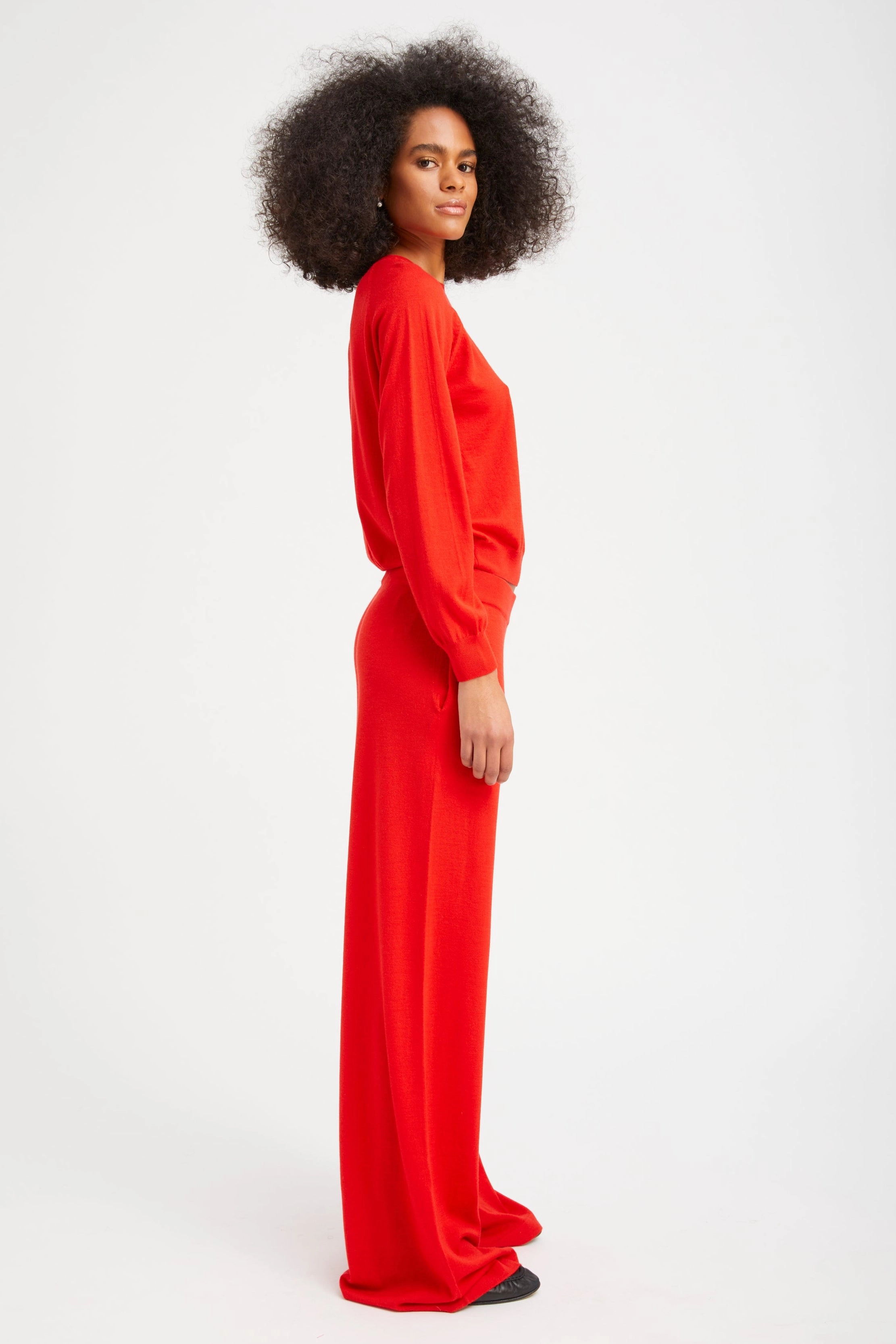 Timeless Appeal Noise Reduciting Fabric Red Cashmere Wide Leg Pants