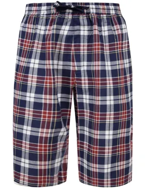 Redlock Checked Cotton Woven Lounge Pyjama Shorts In Rosewood - Tokyo Laundry