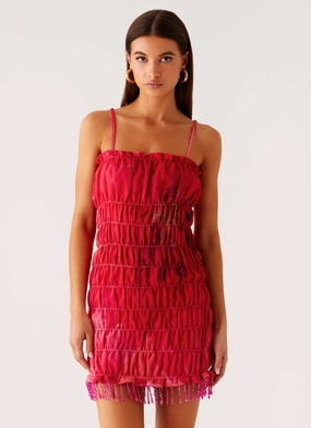 Polite Color summer look Refresh Me Chiffon Mini Dress - Peach Watermelon Flower