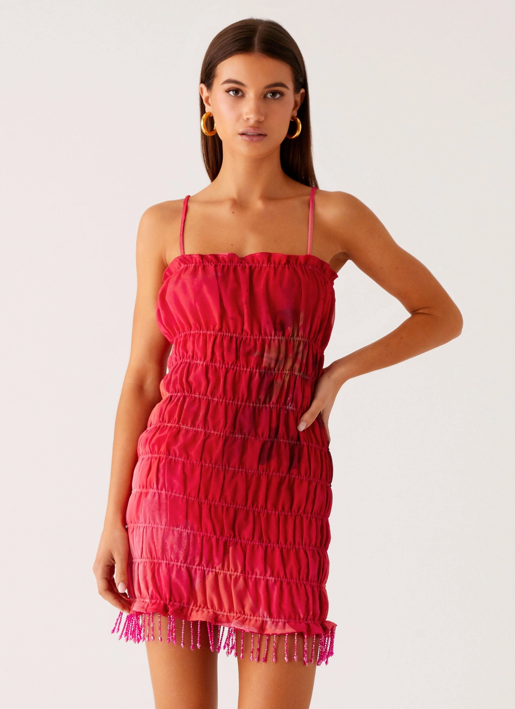 Comfortable and Fashionable Refresh Me Chiffon Mini Dress - Peach Watermelon Flower