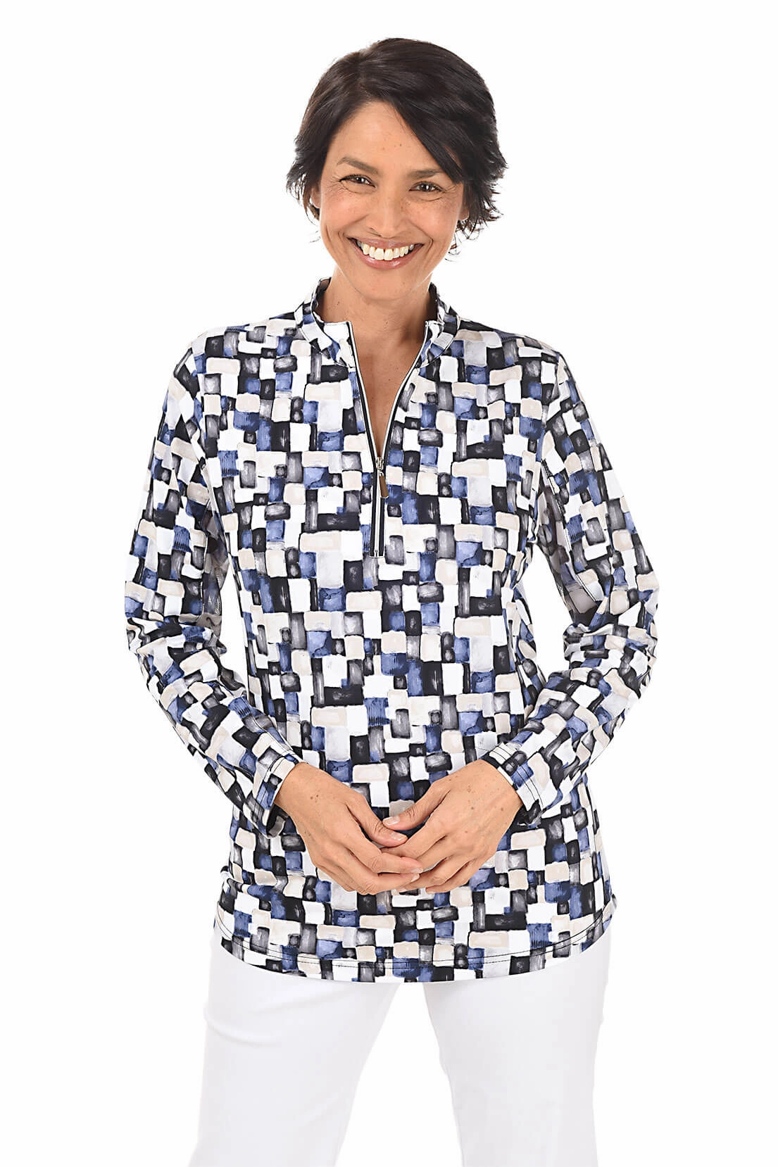 Neutral Cubes Cooling UPF50  Mock Neck Top Versatile Layering