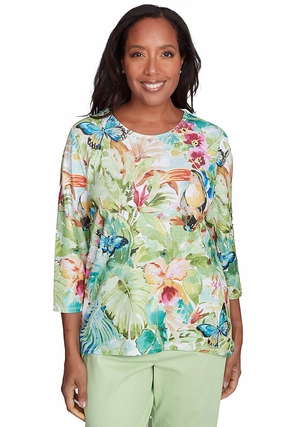 Petite Parrot Cay Toucan Jungle Top FlatlockStitching Earthy Tone Colorways