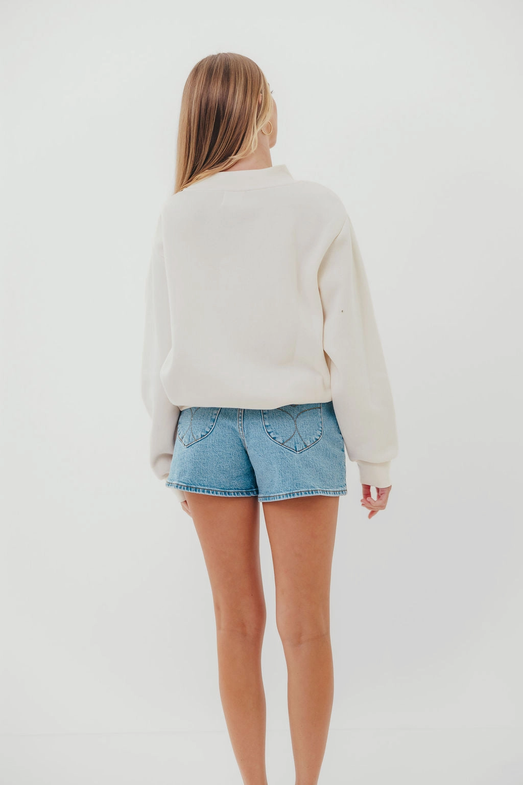 ReinforcedEdges Scout Wide Neck Fleece Sweatshirt in Cream