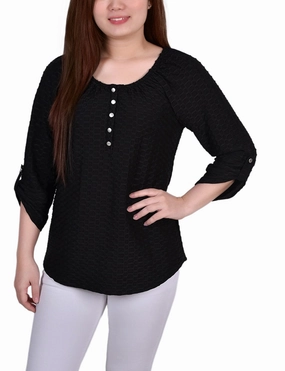 FlatlockSeams NonToxic Certification Petite 3/4 Sleeve Honeycomb Top