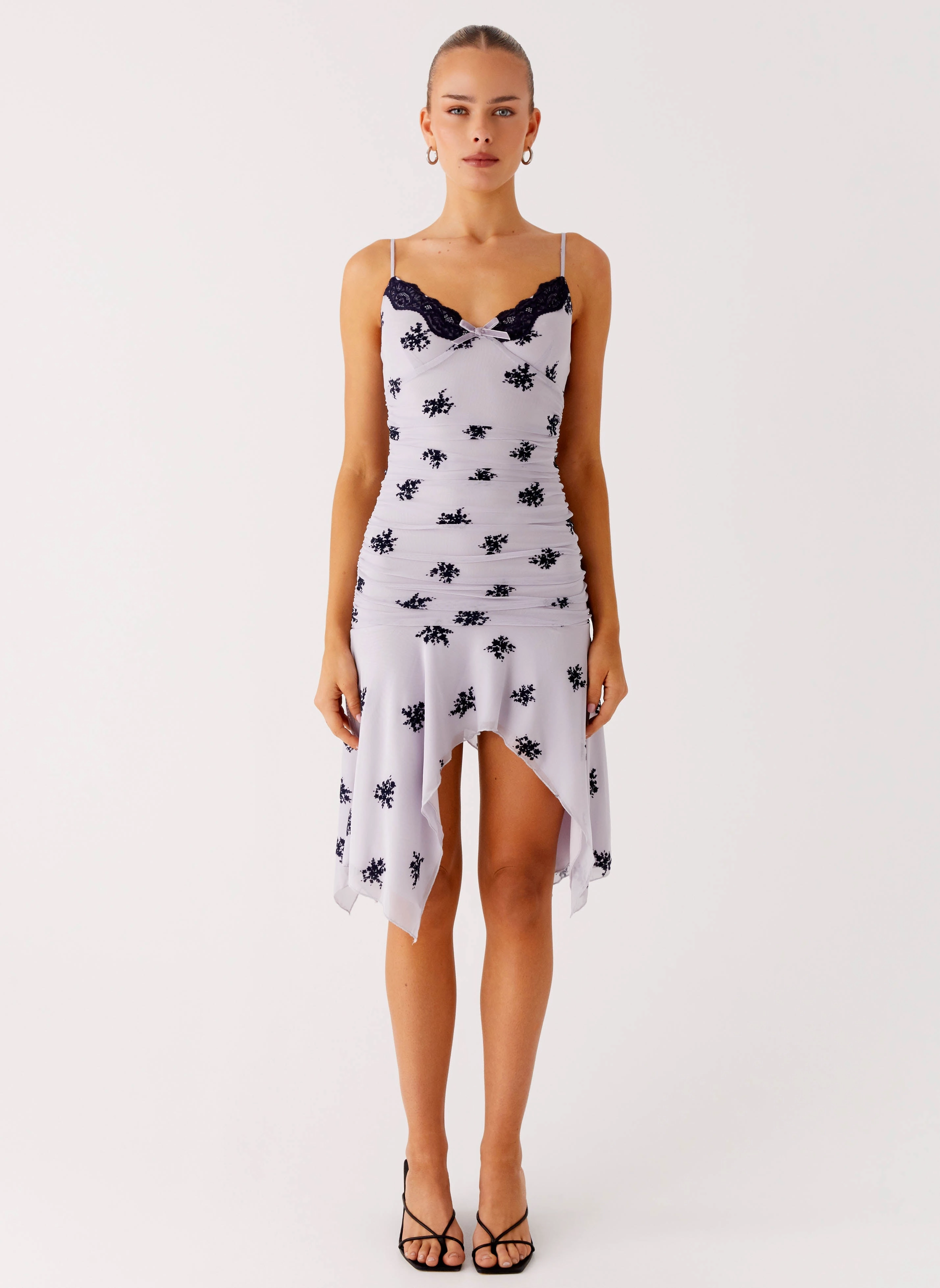 Bow Soft Perfect Proportion Amor Flock Hanky Mini Dress - Lilac