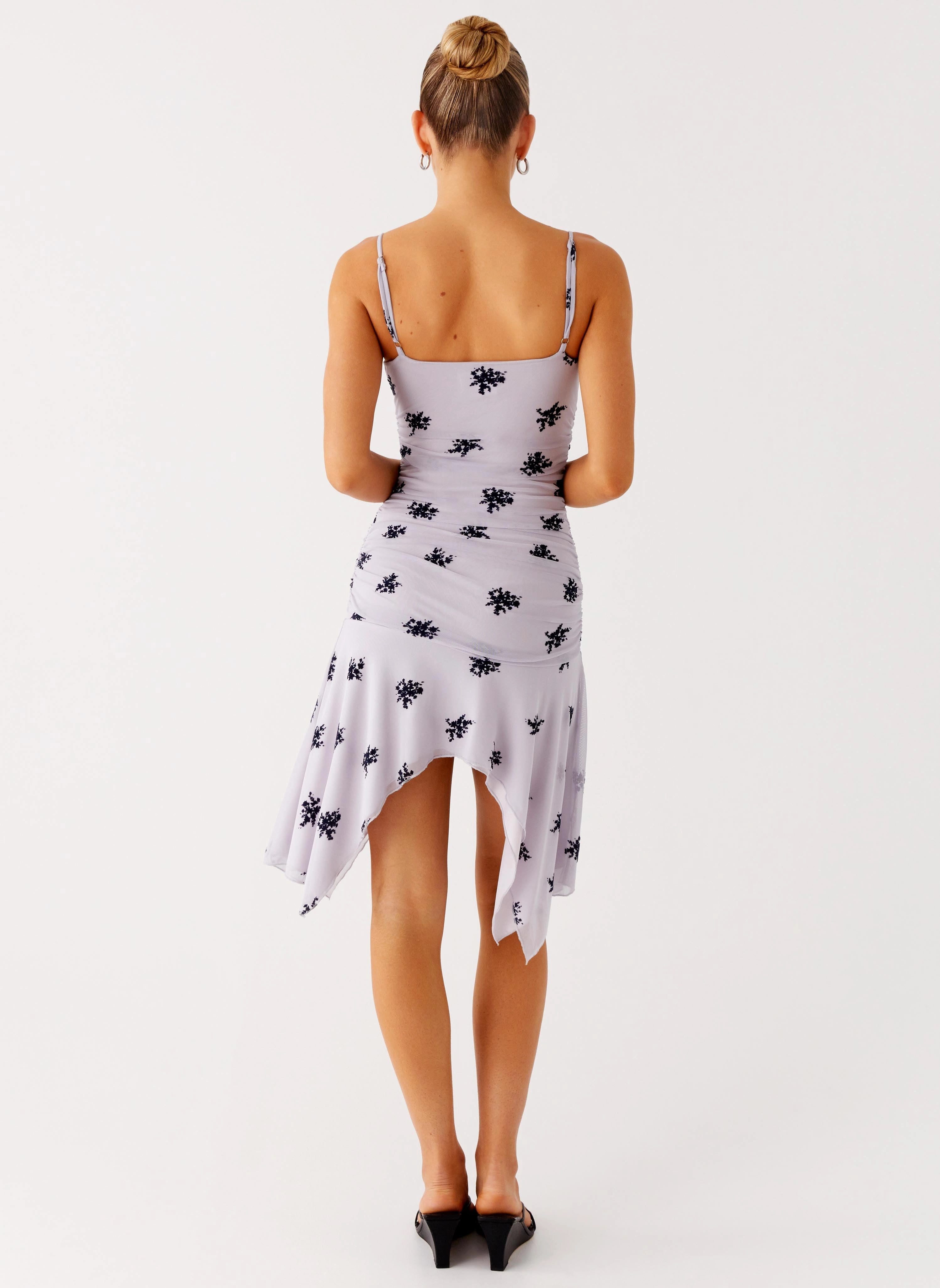 Golden Scene Amor Flock Hanky Mini Dress - Lilac