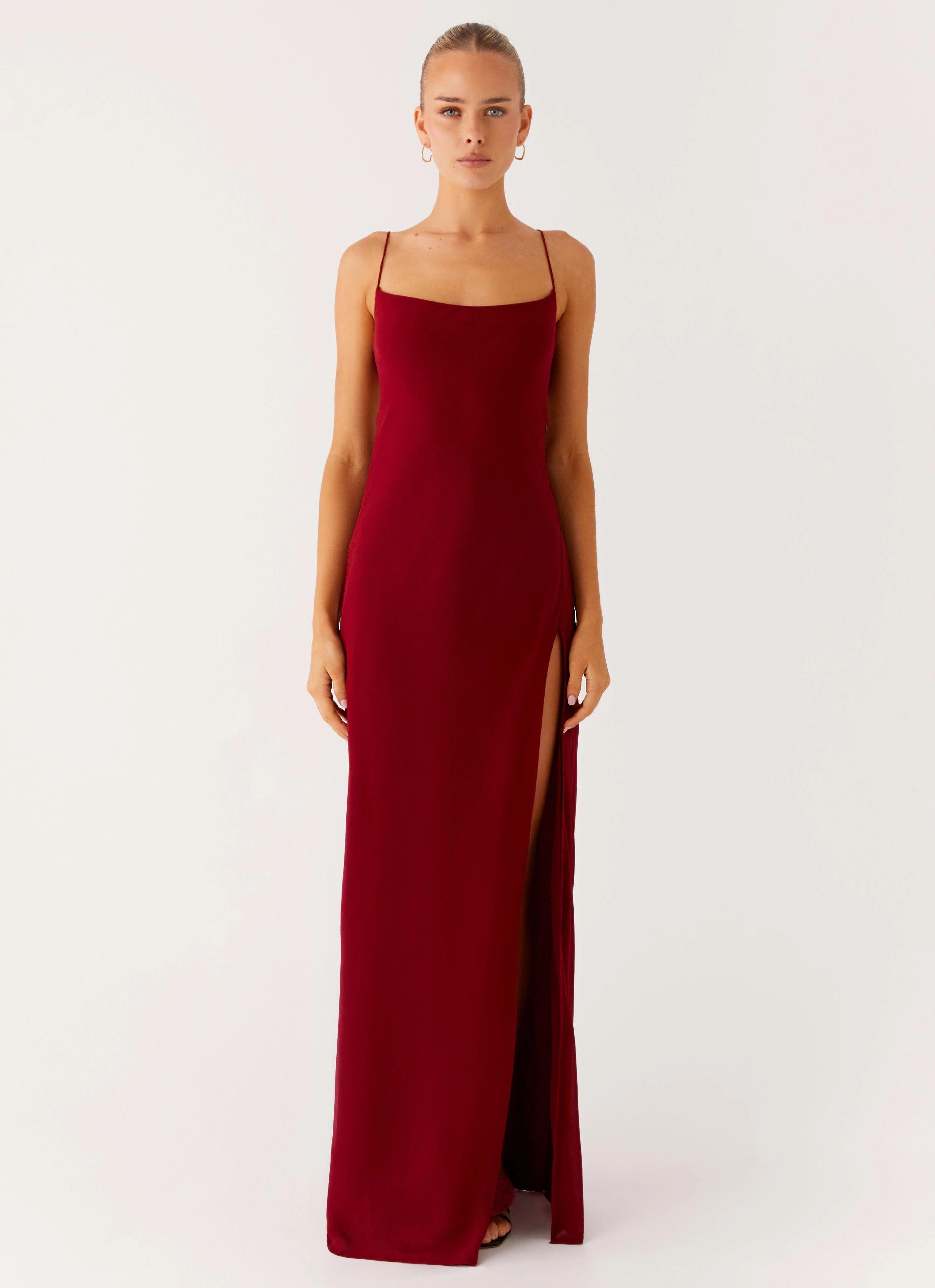 Unique Print Brunch Glow Alouette Maxi Dress - Burgundy