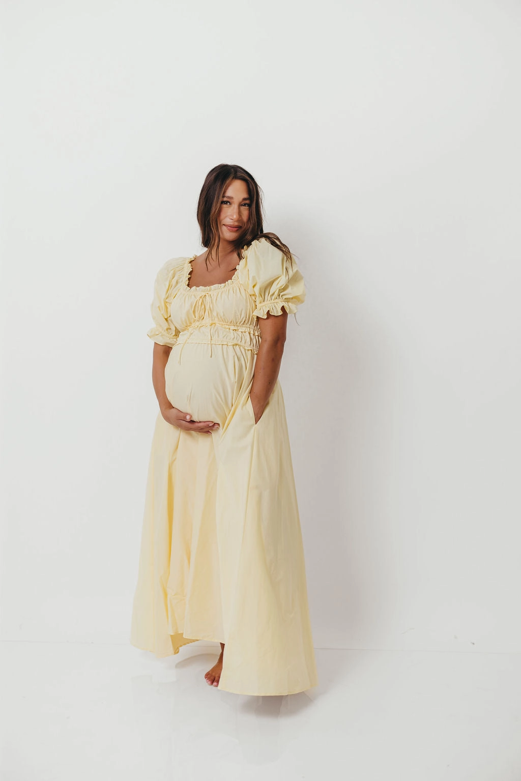 Chic Comfort Look Sydnee Cotton Maxi Dress in Butter Yellow - Bump Friendly