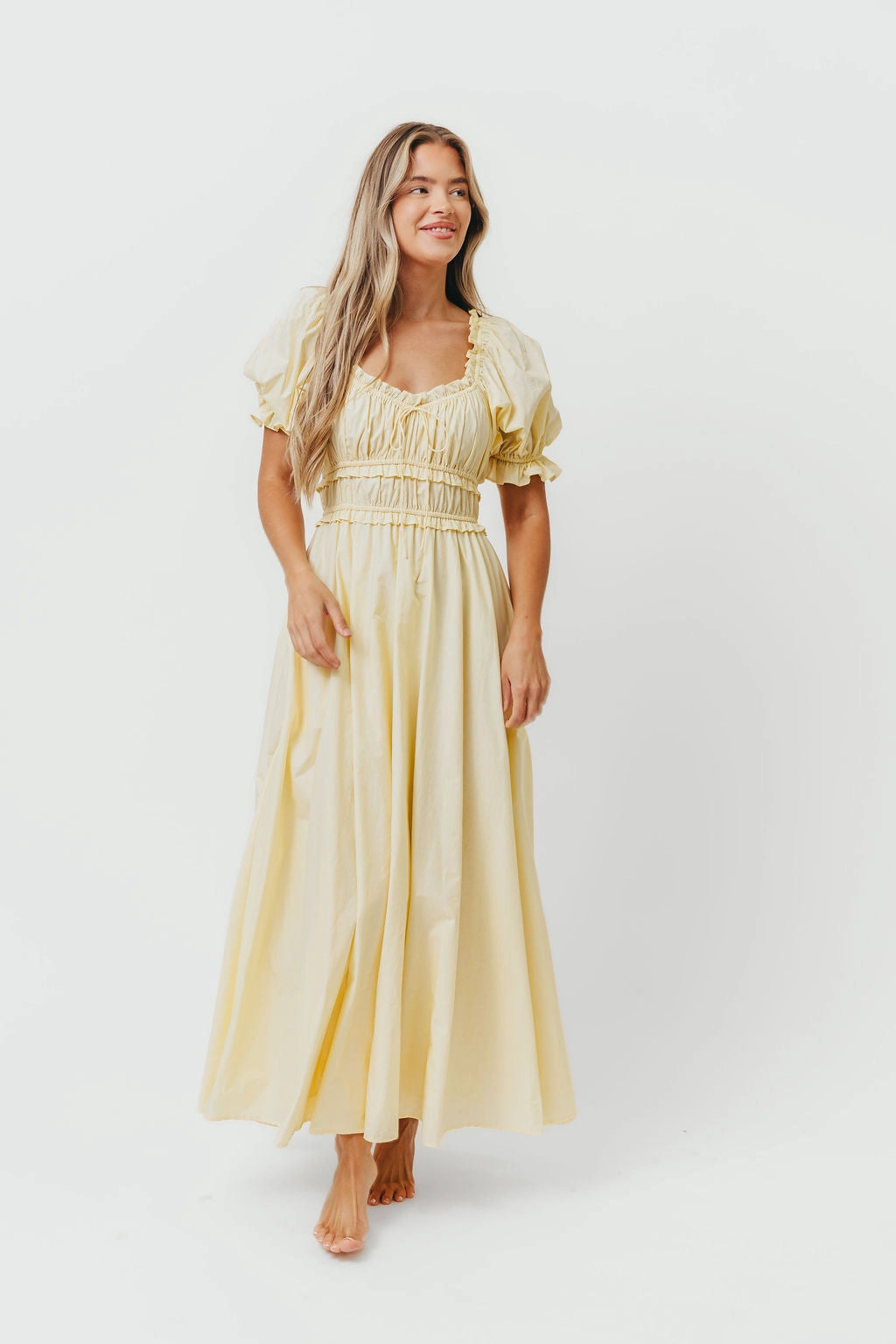 Anytime Wear Sydnee Cotton Maxi Dress in Butter Yellow - Bump Friendly