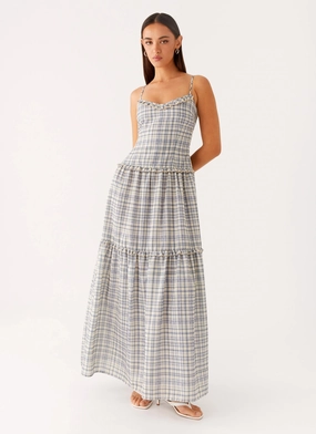 Hermie Midi Dress - Check Recycled-Material Polished Motion