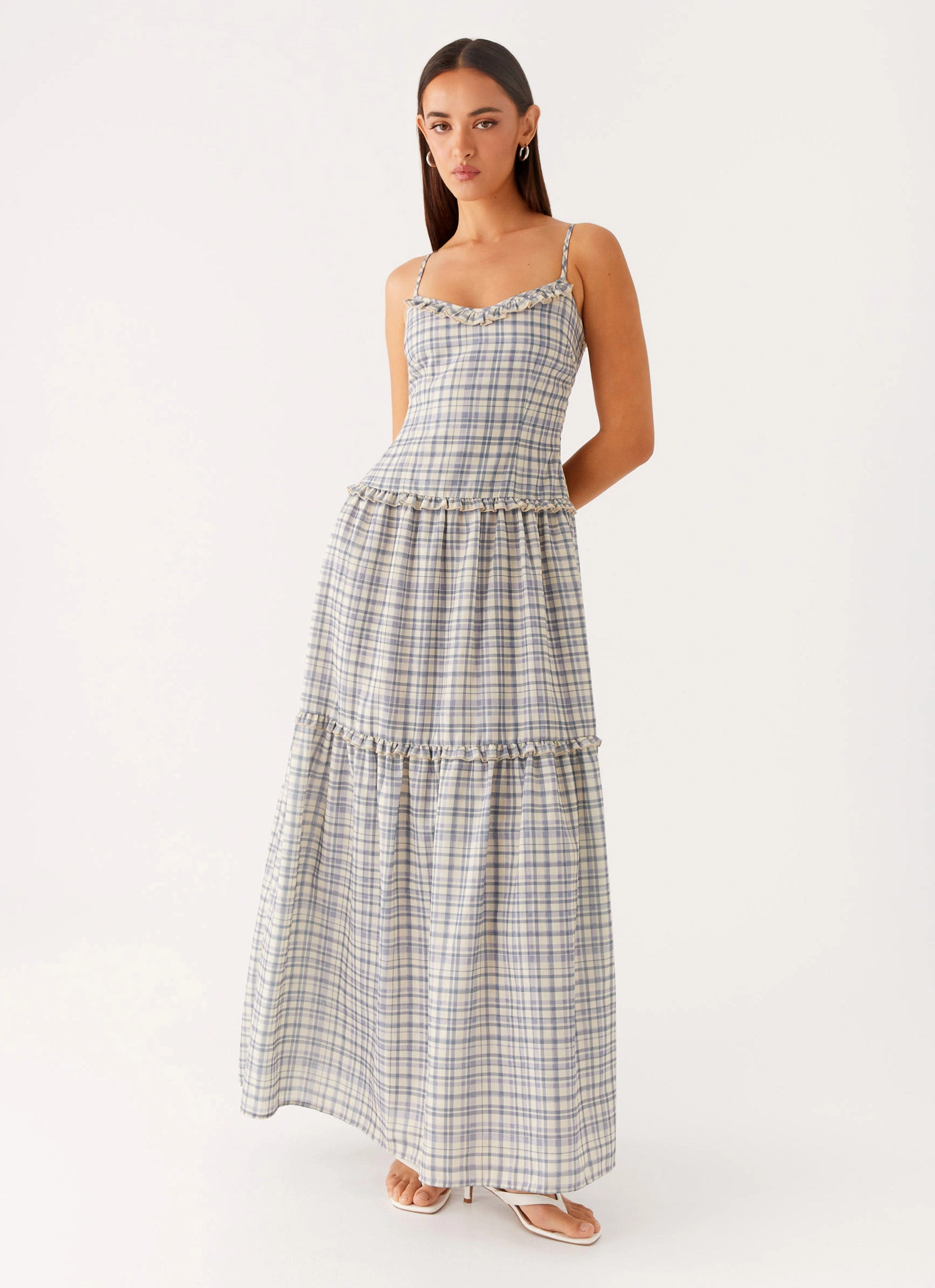 Hermie Midi Dress - Check Recycled-Material Polished Motion