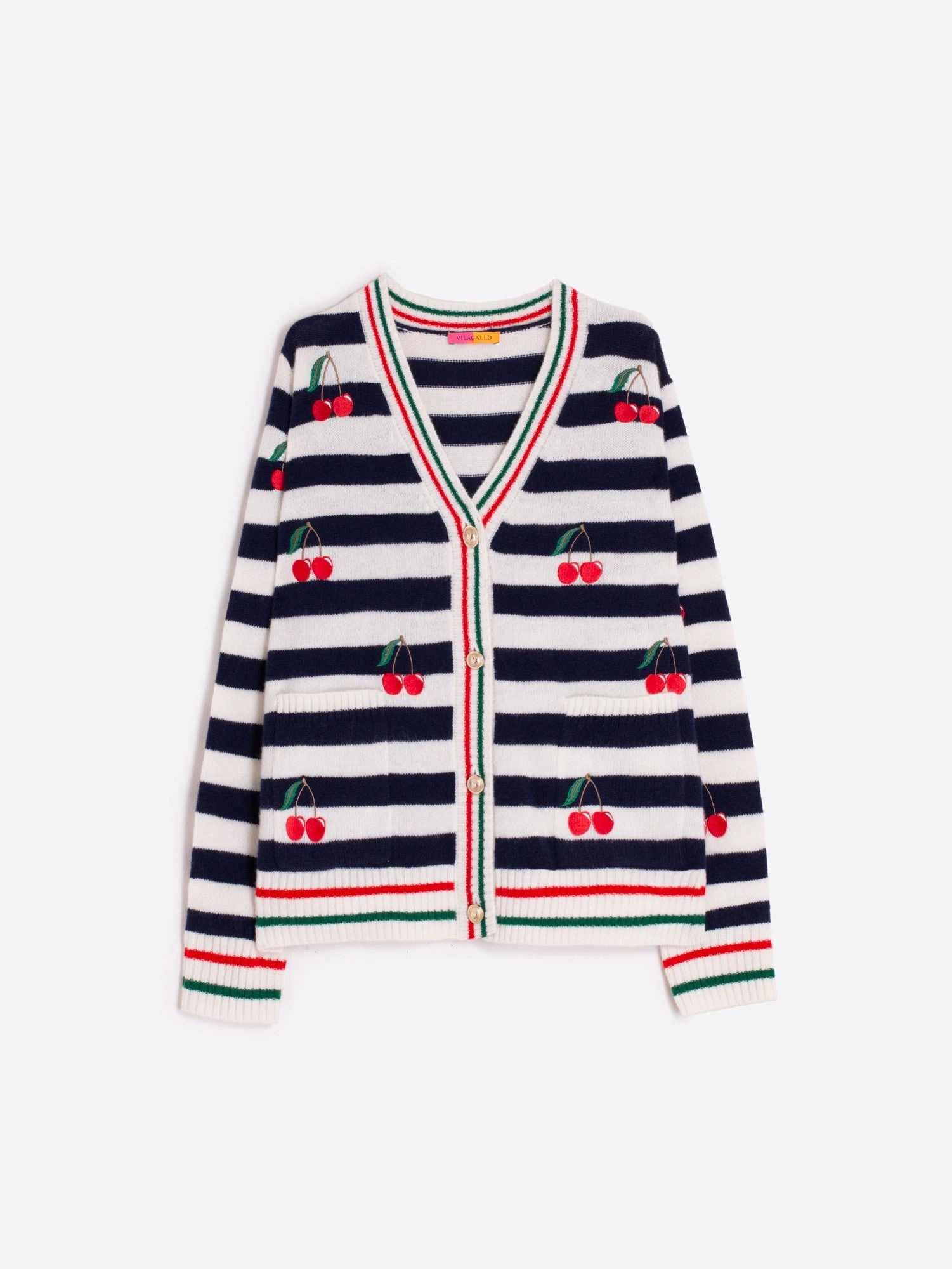 CHERRY EMBROIDERED CARDI Minimalist Design ThermalLining