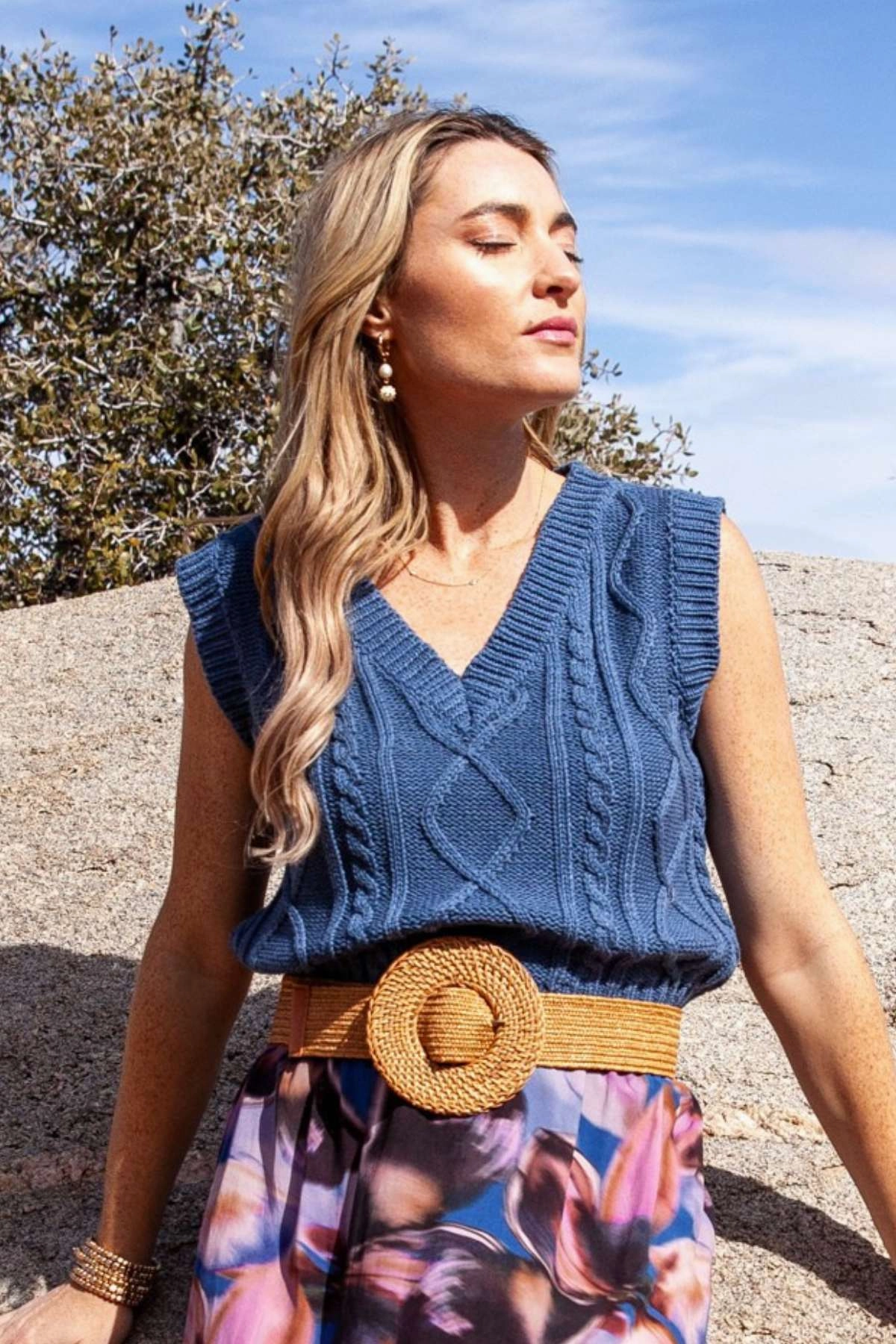 Lauren Sweater Vest / Blue Eco Dye Process