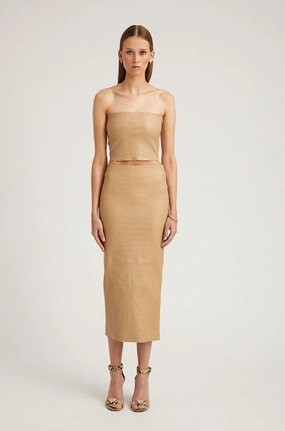 Sahara Embossed Leather Tube Skirt No Ride Up
