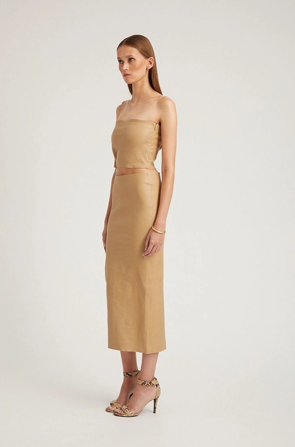 Built In Shorts Comfort Mood Sahara Embossed Leather Tube Skirt