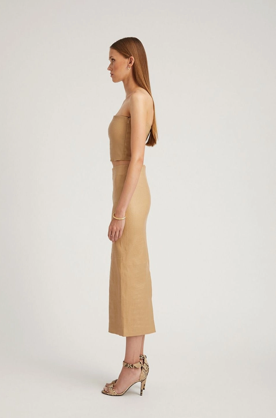 Sahara Embossed Leather Tube Skirt Fashion Energy