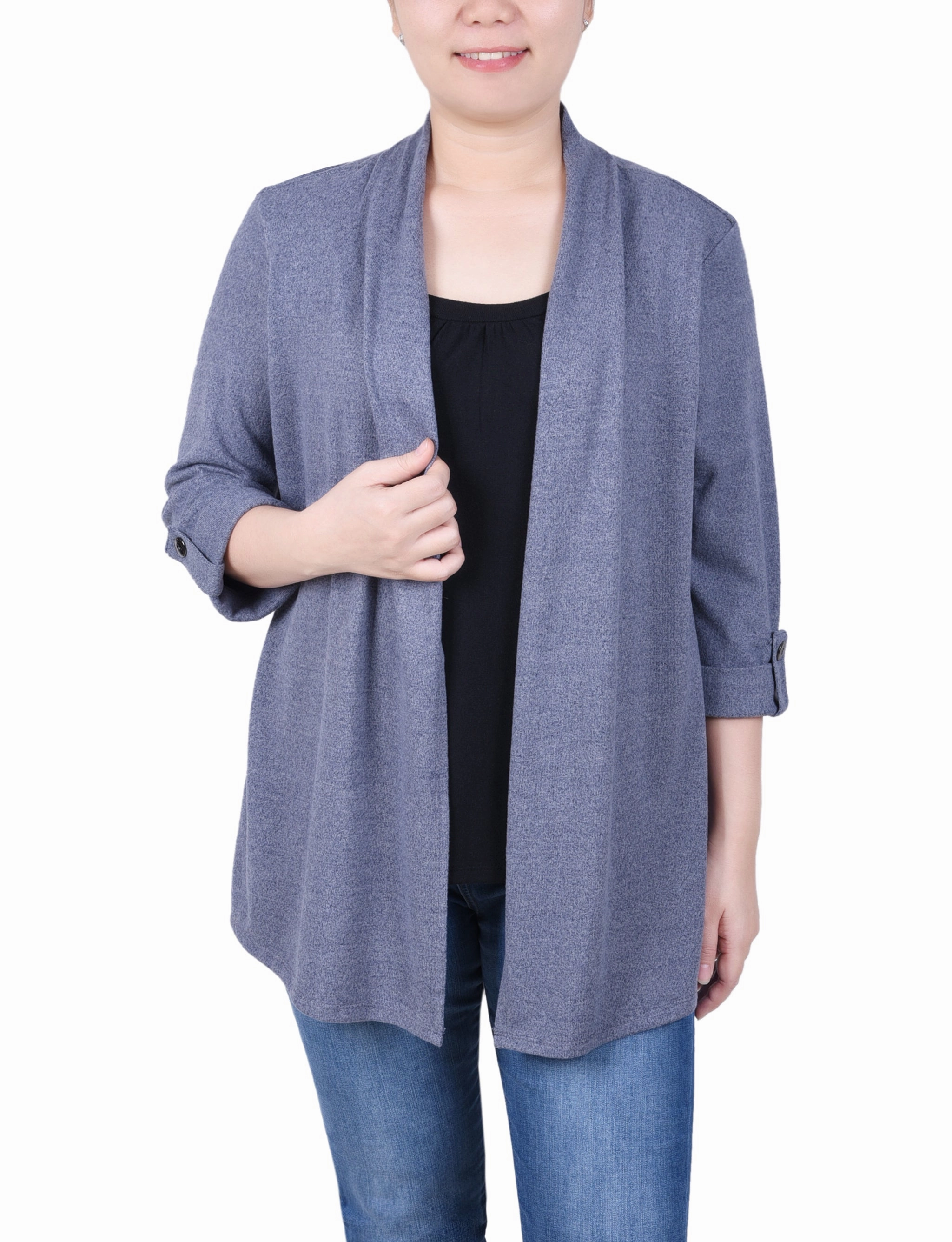 Petite 3/4 Sleeve Two In One Top OdorResistant Technology WrinkleResistantFinish