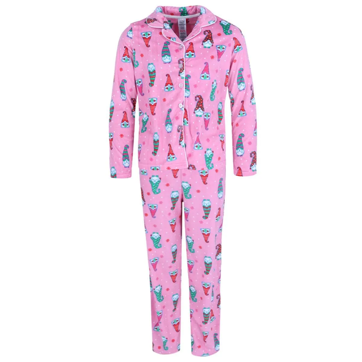 Rene Rofe Toddler Girls Gnome Velour Button Down Long Sleeve PJ Set