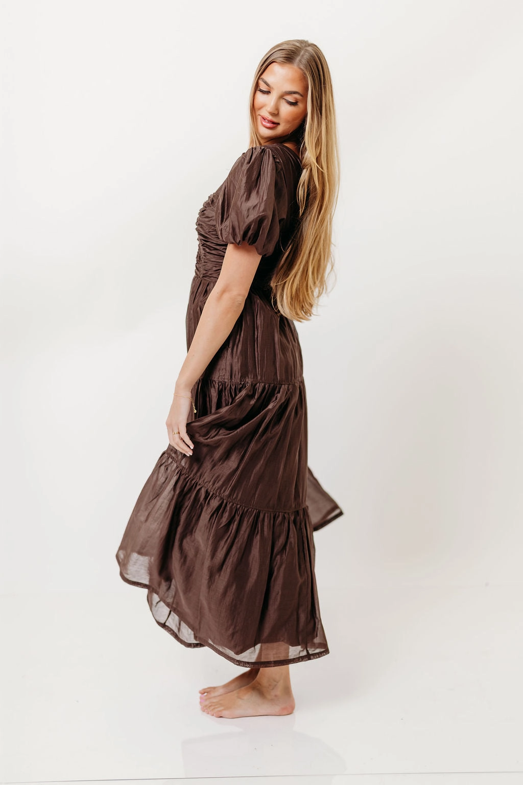 Renee Maxi Dress in Mocha Street Vibe Quilted-Lining
