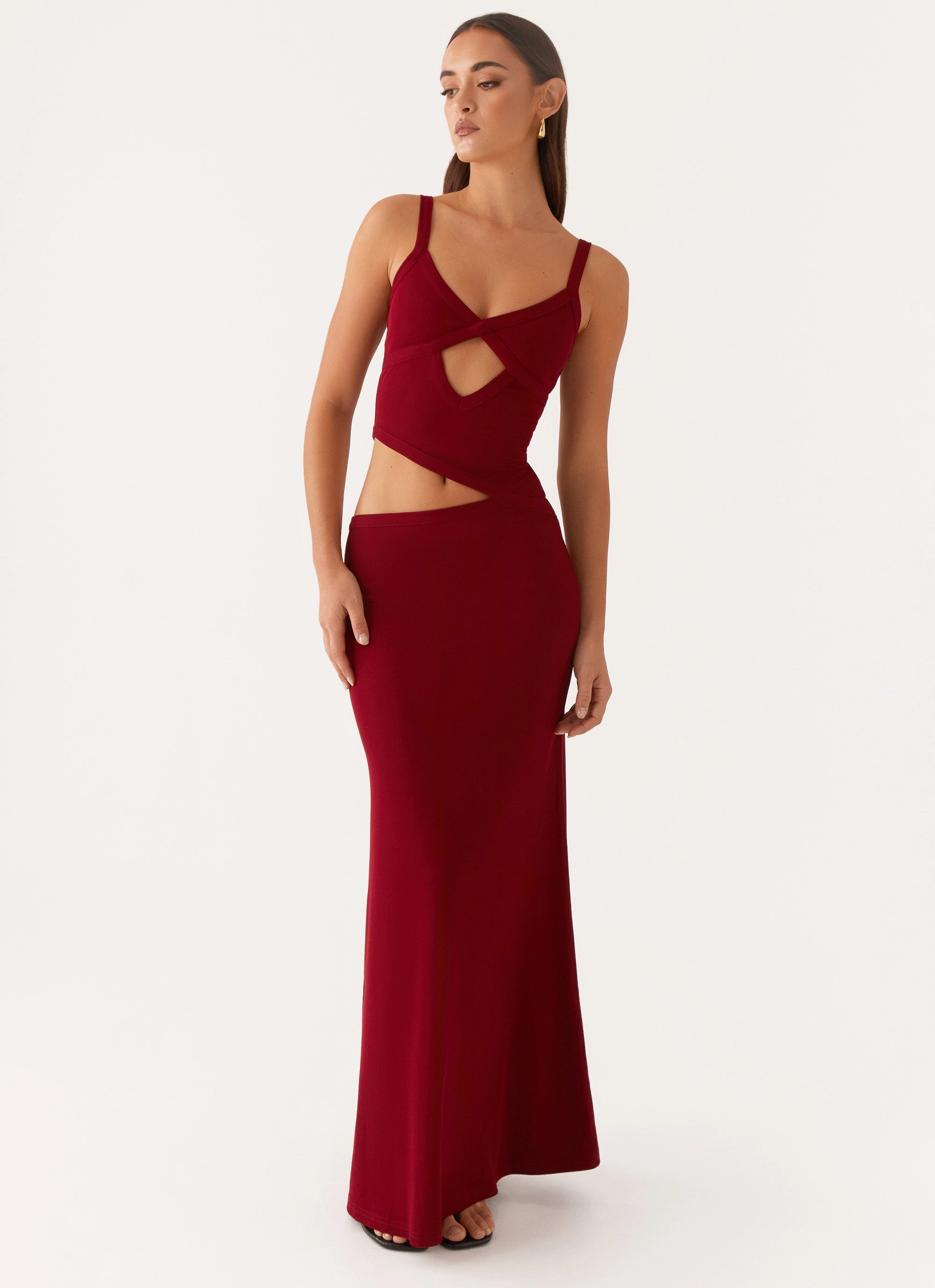 Jocelyn Maxi Dress - Maroon Effortless Tailoring
