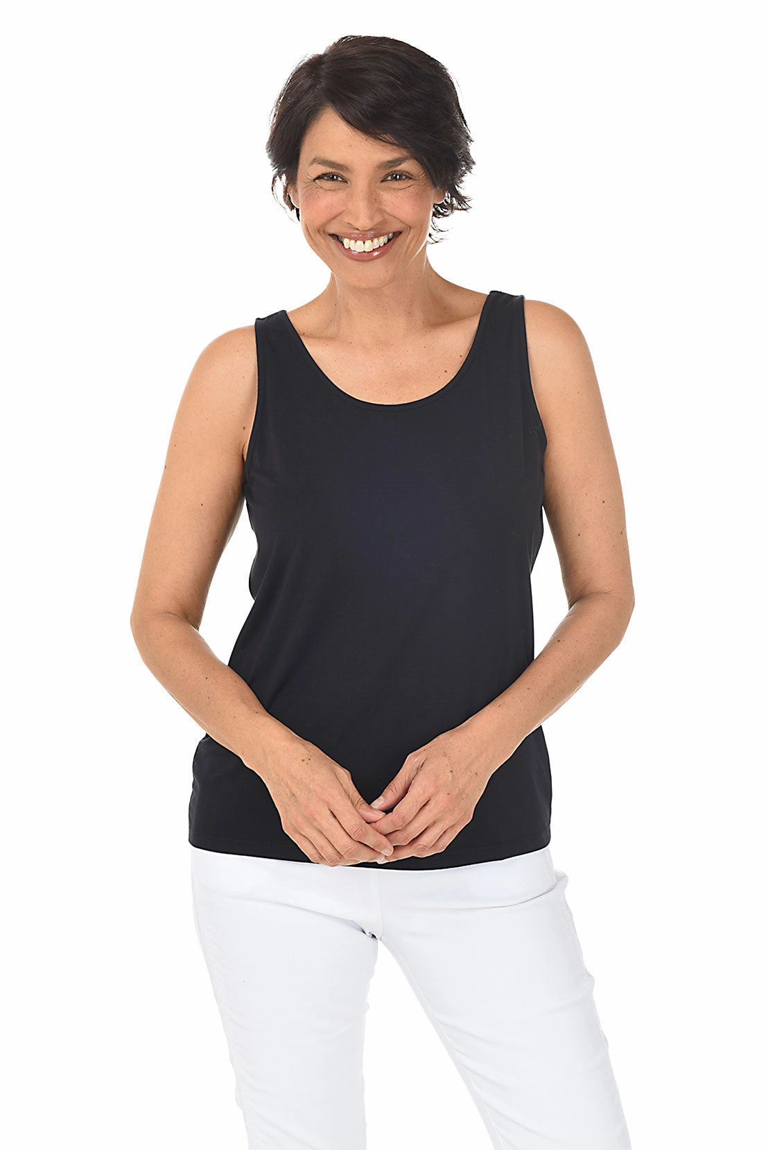 Durable Reinforced Shoulders Non Restrictive Collar Reversible Solid Bamboo Tank