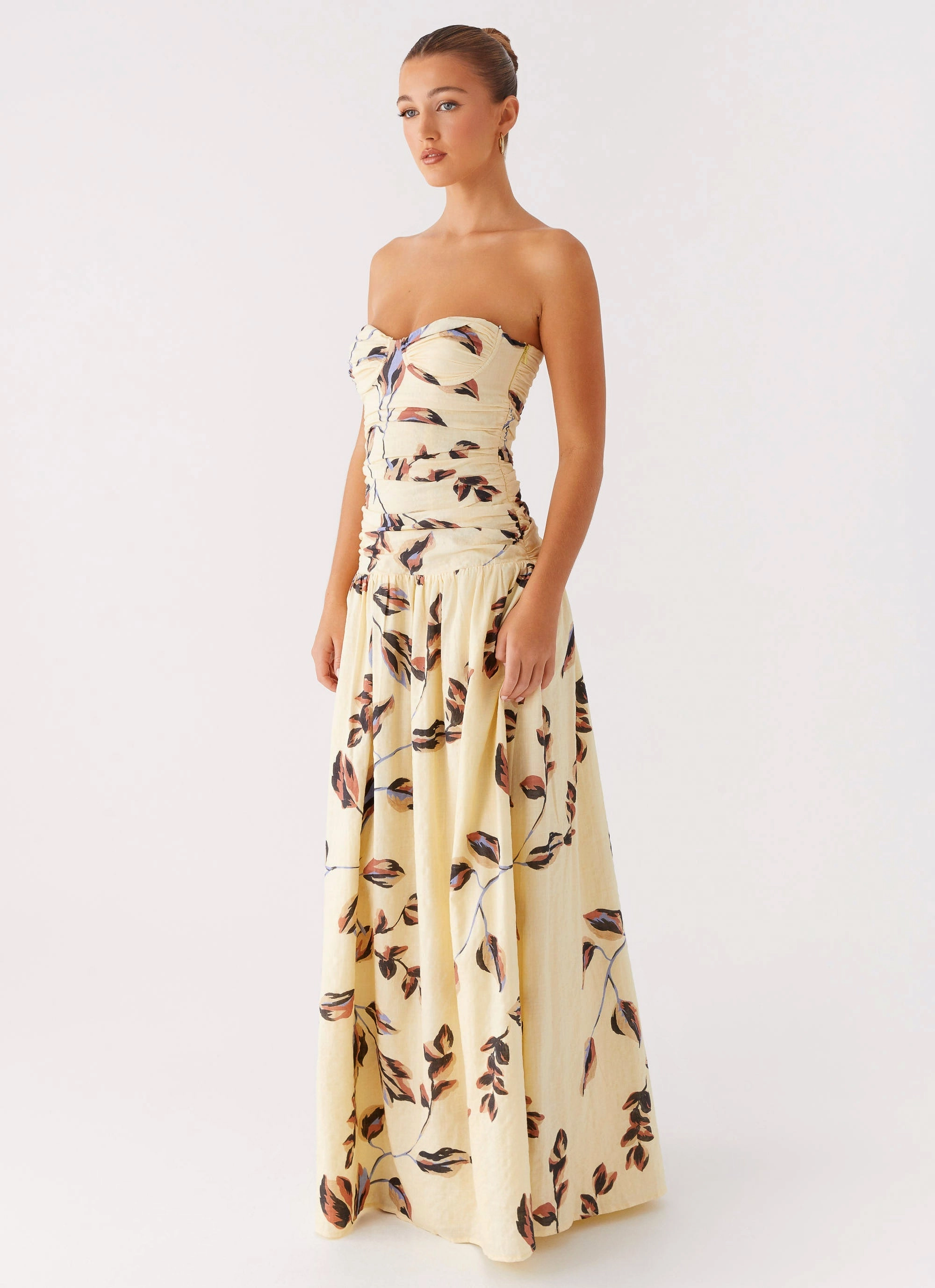 Summer Air Layered Comfort Wear Rhea Ruched Maxi Dress - Buttercream Bliss