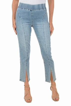 Outdoor Lifestyle Flex Foam Inserts Rhinestone Split Hem Denim Ankle Pant