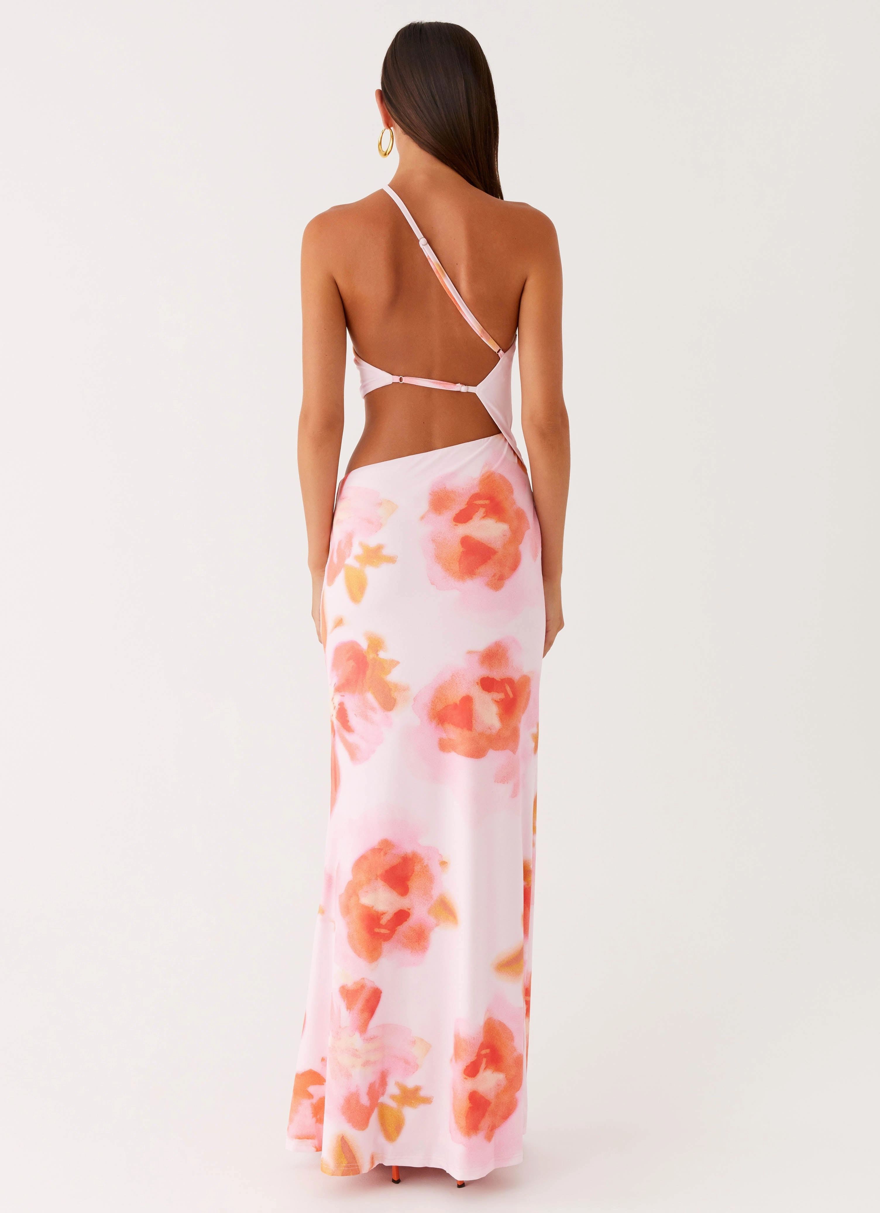 Riano Cut Out Maxi Dress - Blushing Blossom Wide Hemline