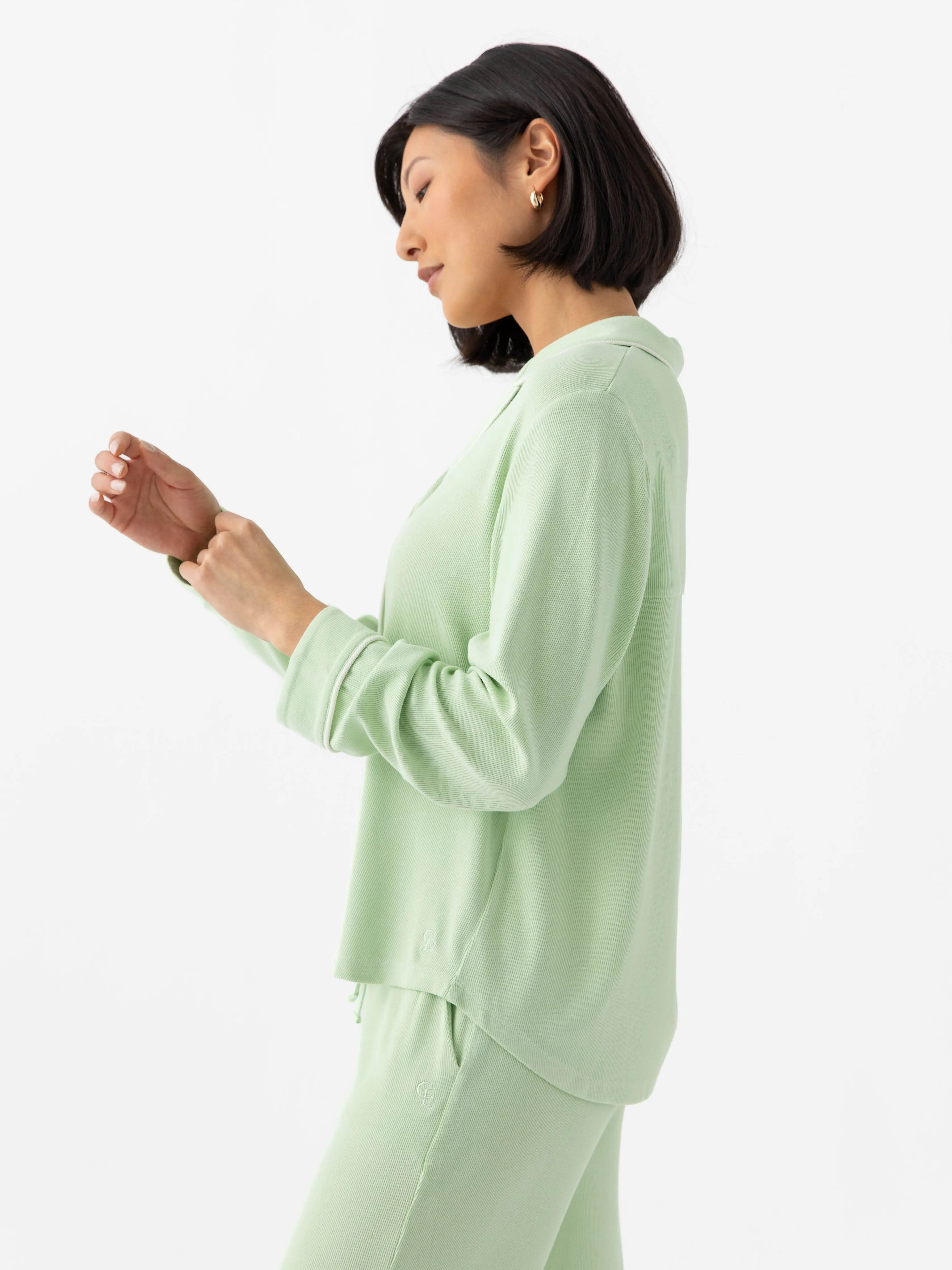 Rib-Knit Classic Long Sleeve Pajama Set