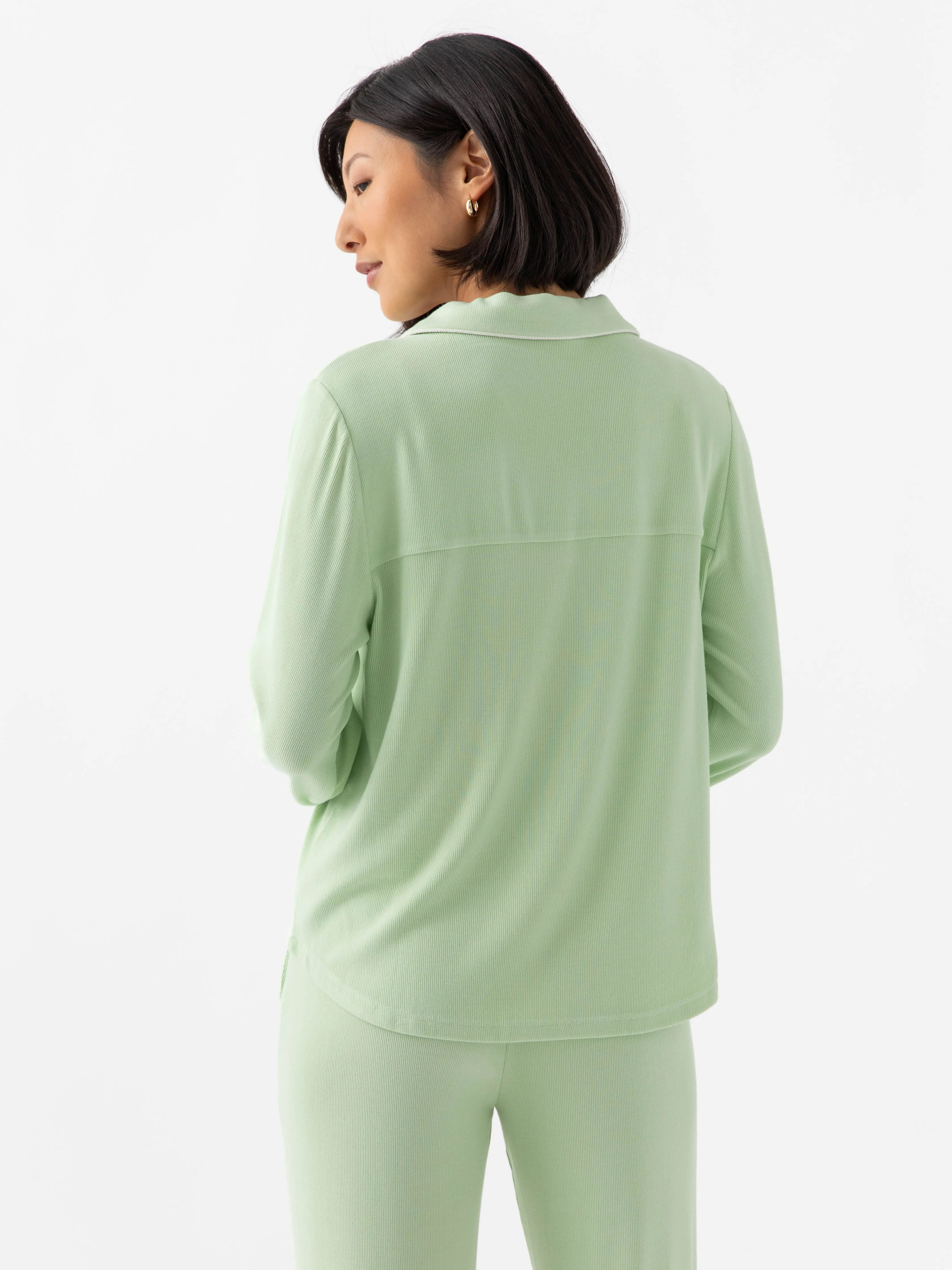Rib-Knit Classic Long Sleeve Pajama Set