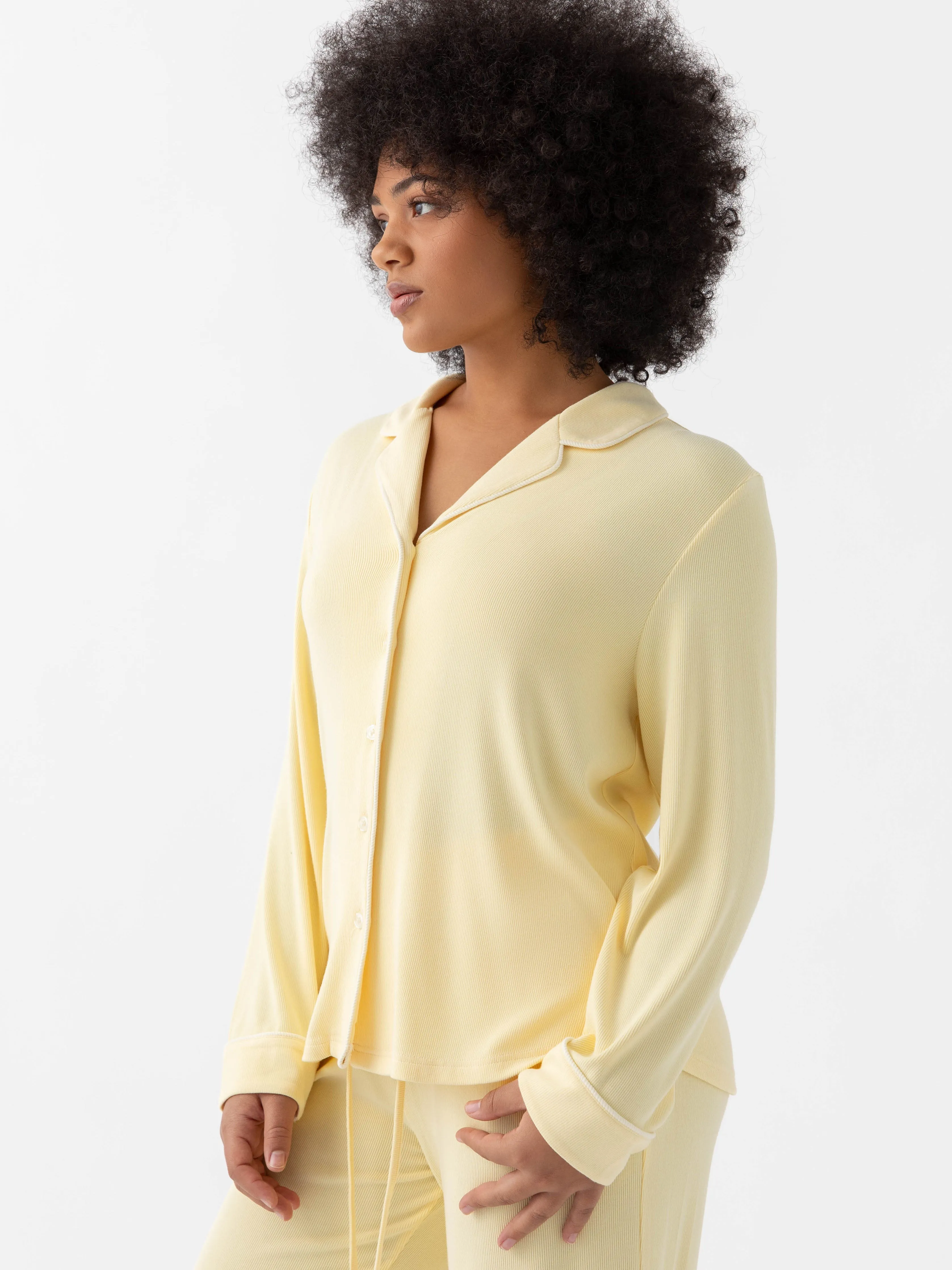 Rib-Knit Classic Long Sleeve Pajama Set