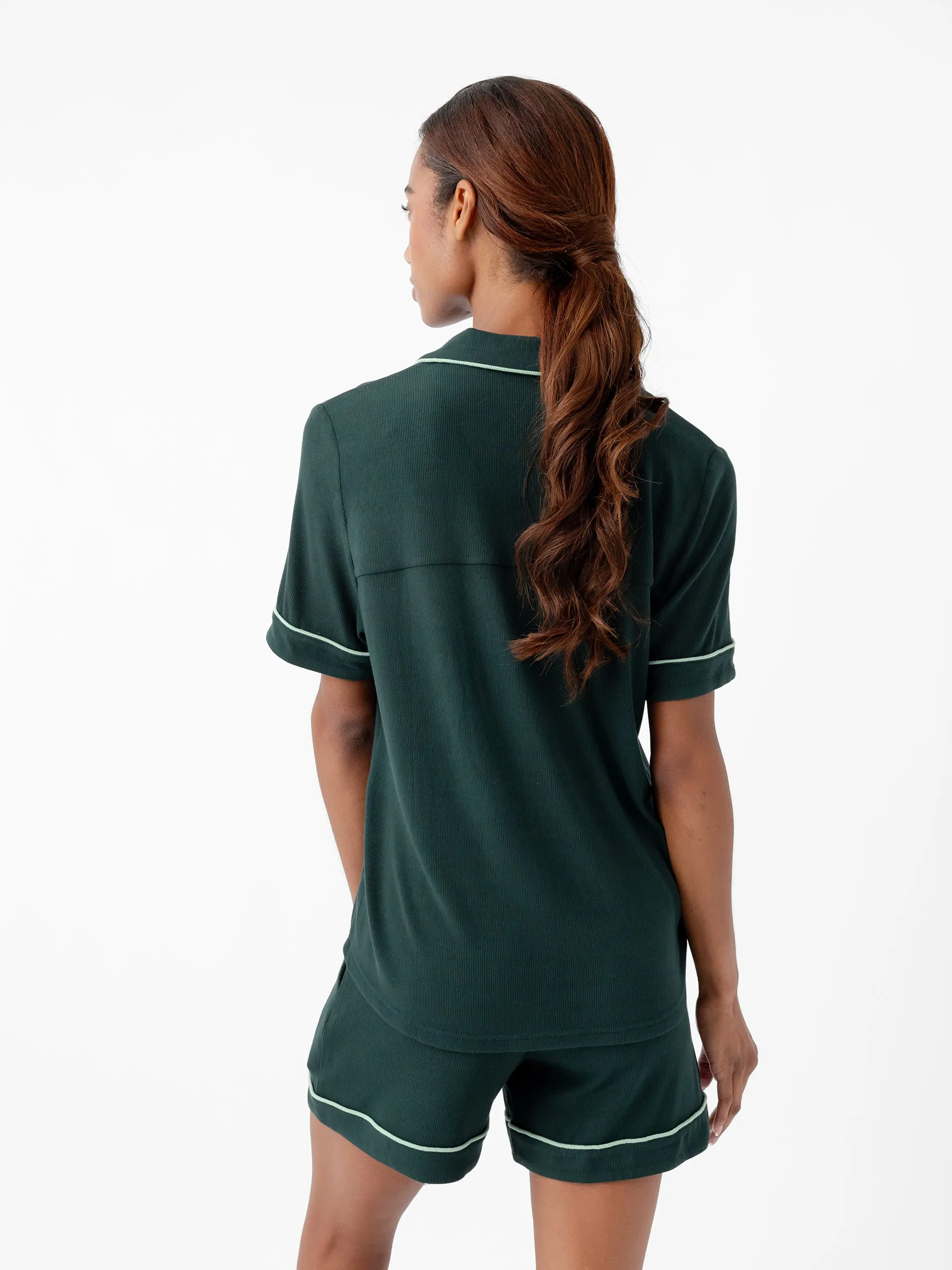 Rib-Knit Classic Short Sleeve Pajama Set