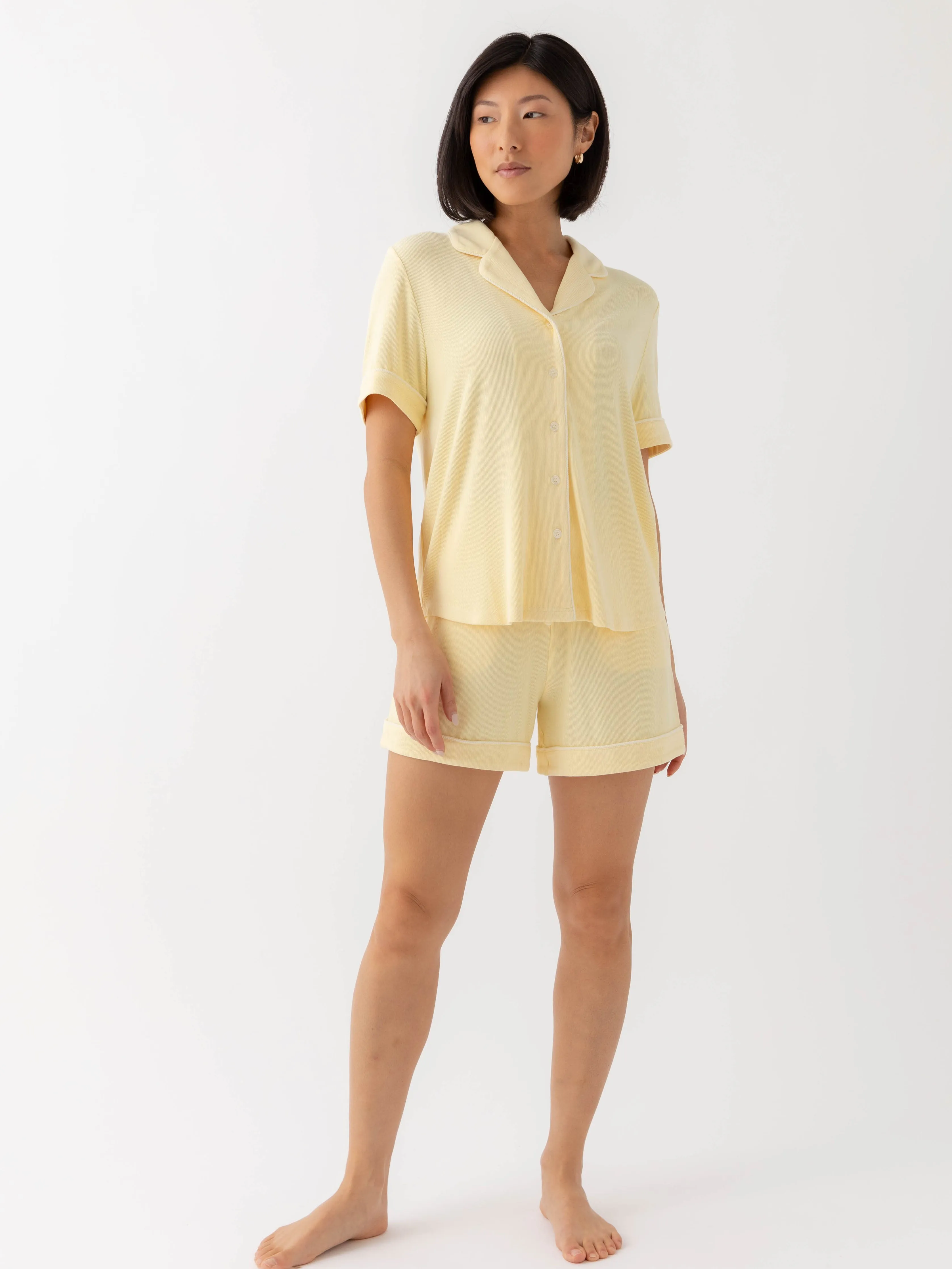 Rib-Knit Classic Short Sleeve Pajama Set