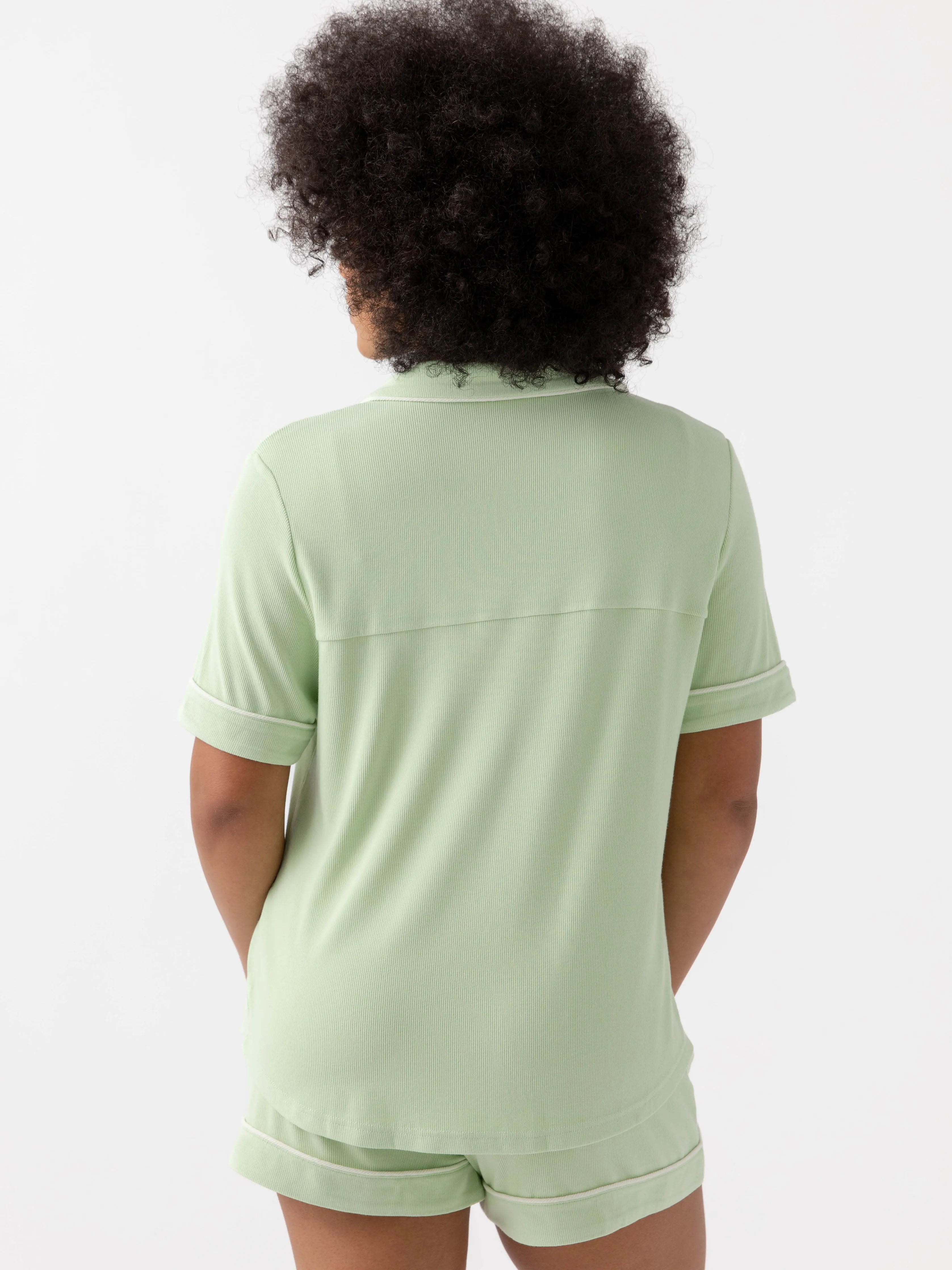 Rib-Knit Classic Short Sleeve Pajama Set