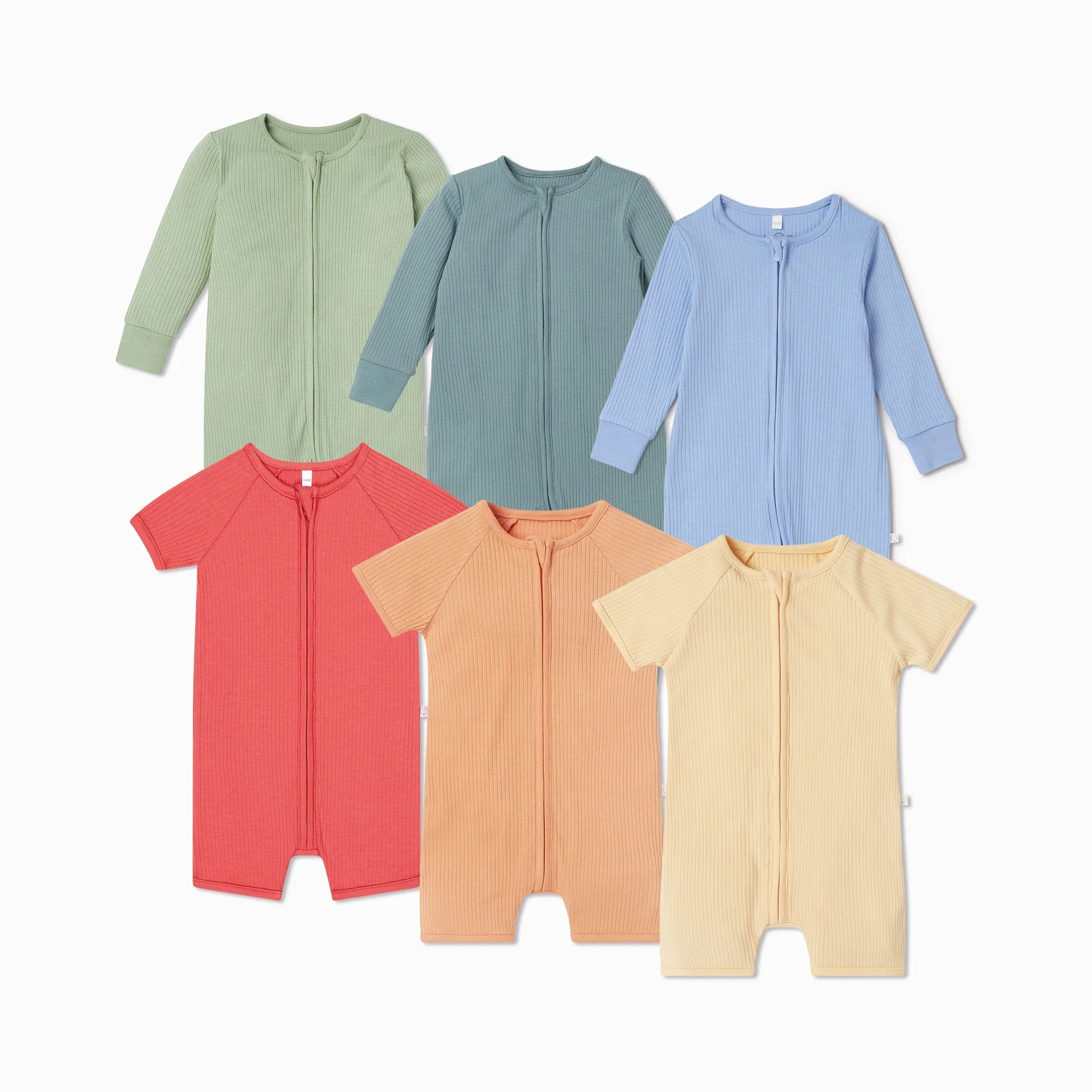 Ribbed Clever Zip Baby Pajamas & Summer Pajamas 6 Pack