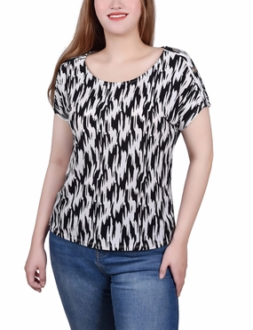 Quick Release Fasteners Petite Short Sleeve Extended Sleeve Tunic Top