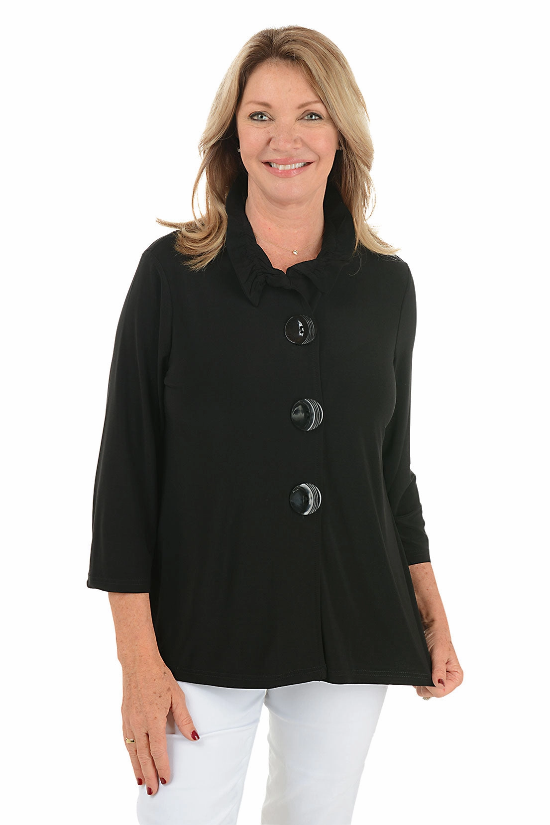 TailoredCut Triple Button Swing Jacket