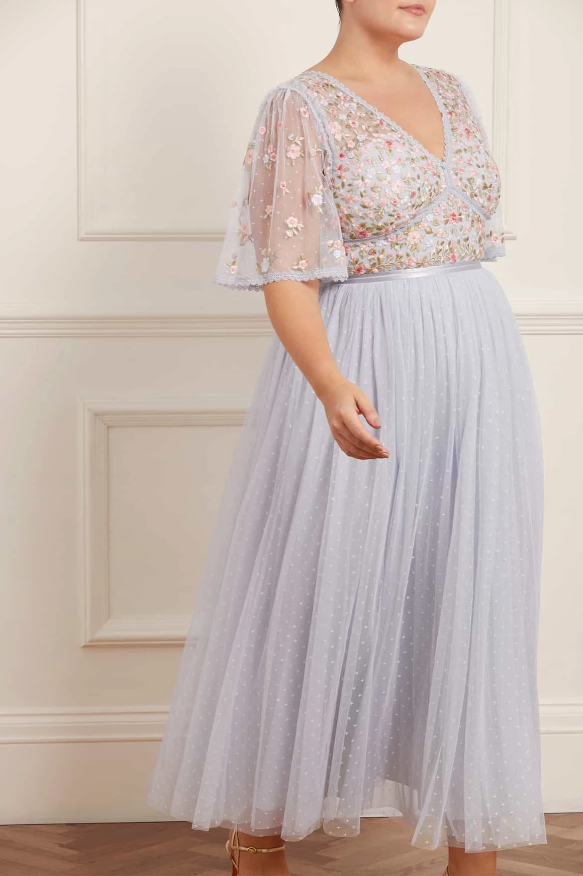 Ribbon Bouquet Bodice Ankle Gown Tulle Air