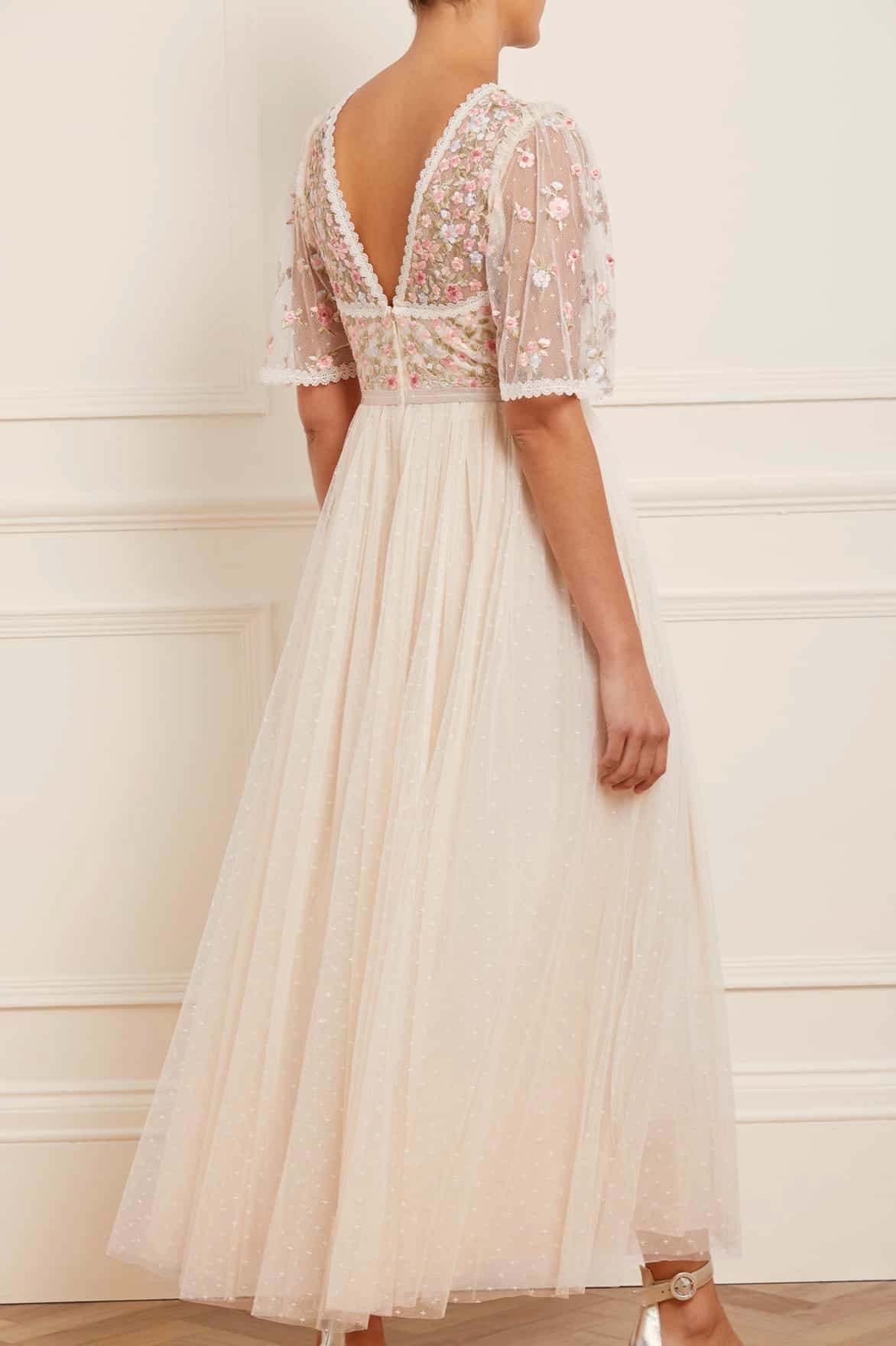 Fall Mood Ribbon Bouquet Bodice Ankle Gown