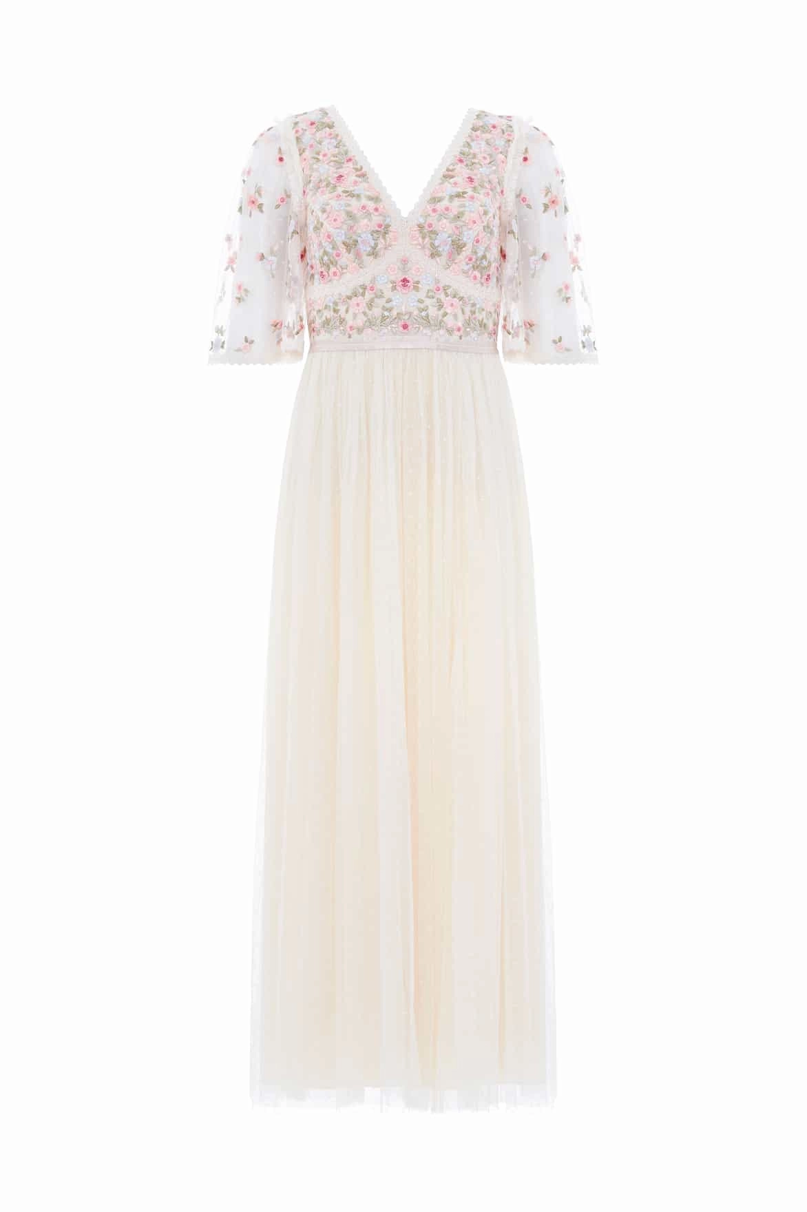 Ribbon Bouquet Bodice Ankle Gown Wave Soft Quick Glam