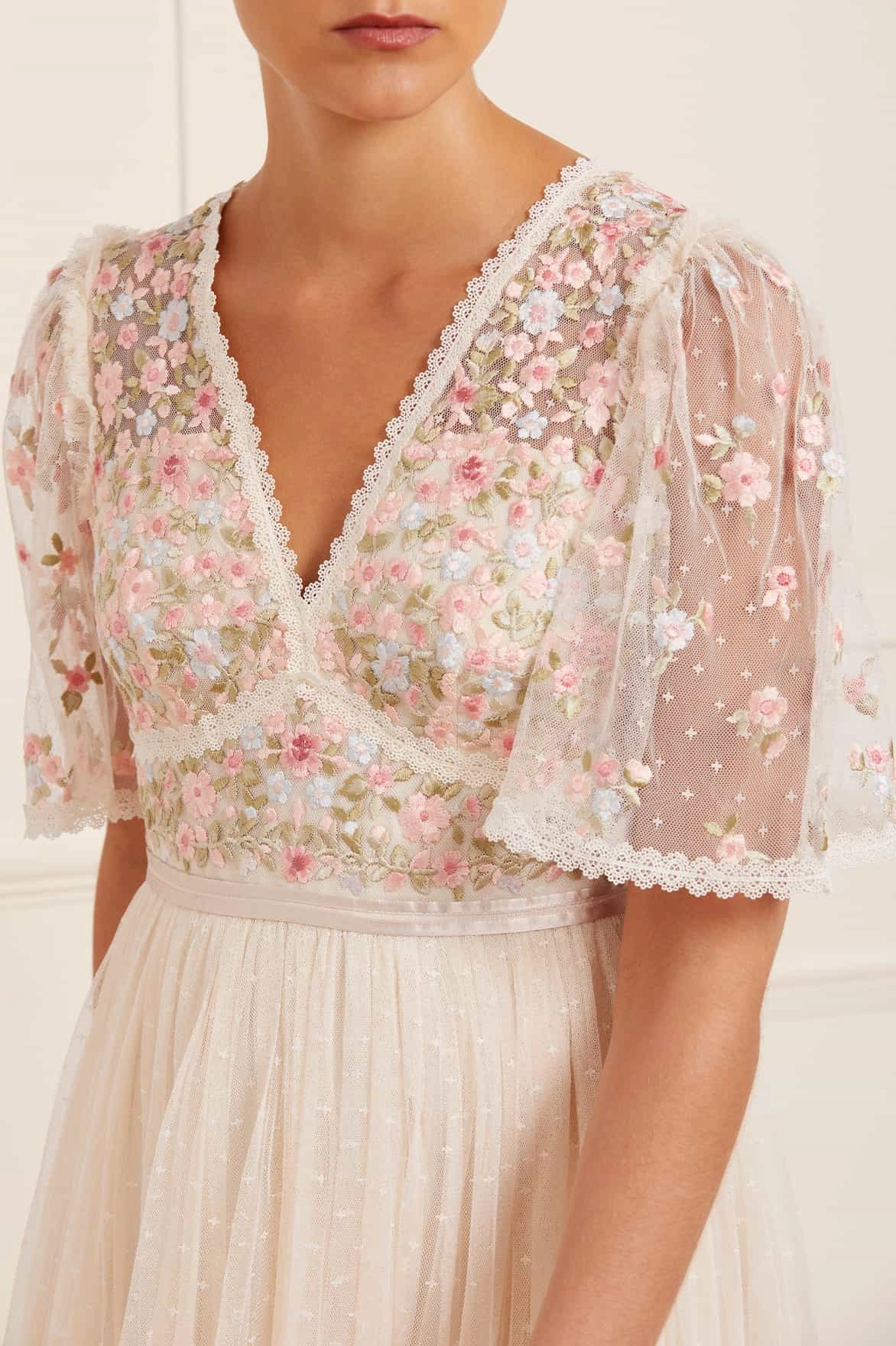 Bridal-Shower Office Casual Ribbon Bouquet Bodice Ankle Gown