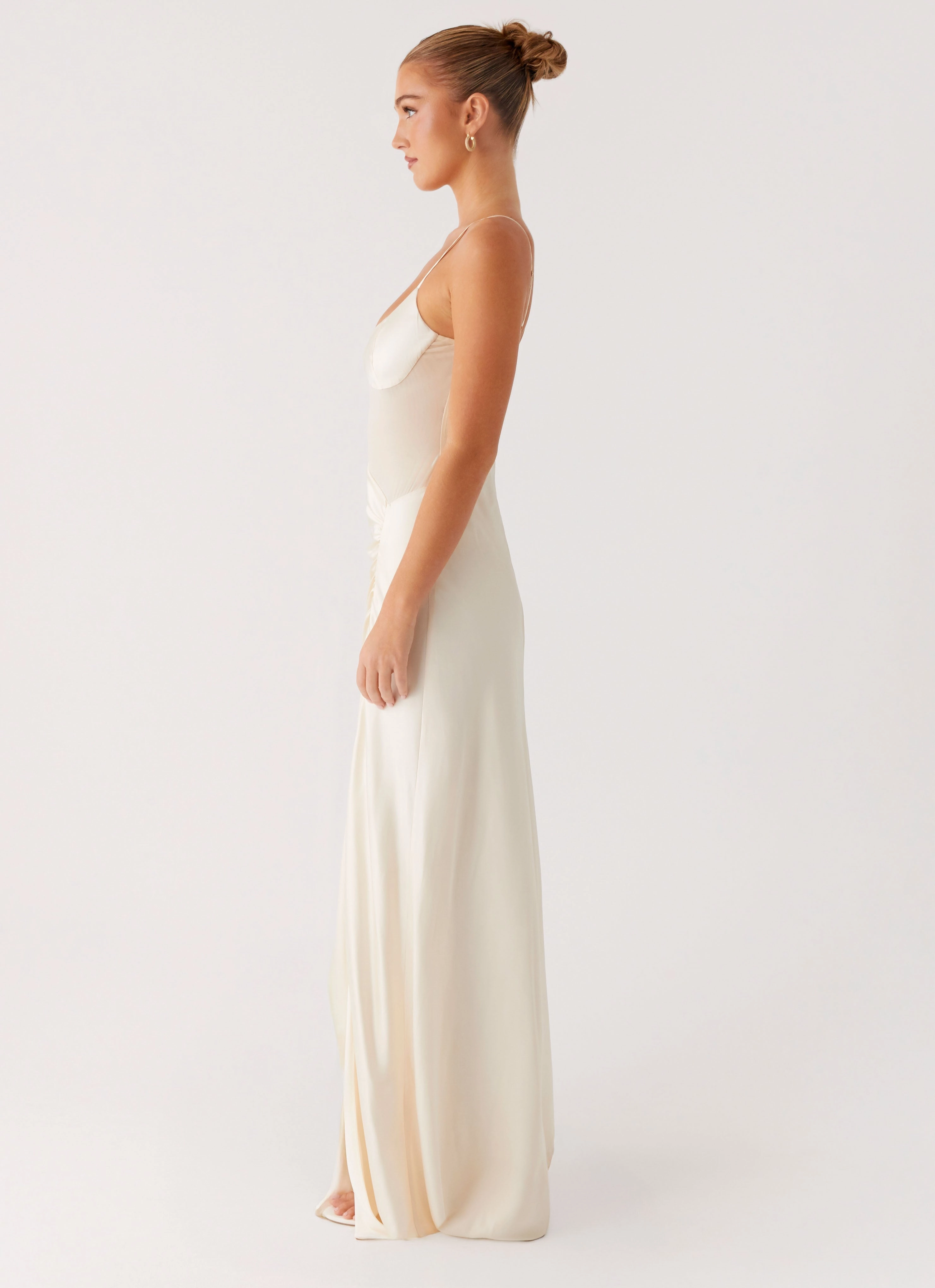 Breezy Style Mesh-Sleeve Rising Sun Maxi Dress - Off White