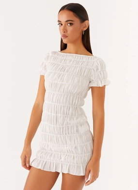 Midnight Mood Rita Ruched Mini Dress - White