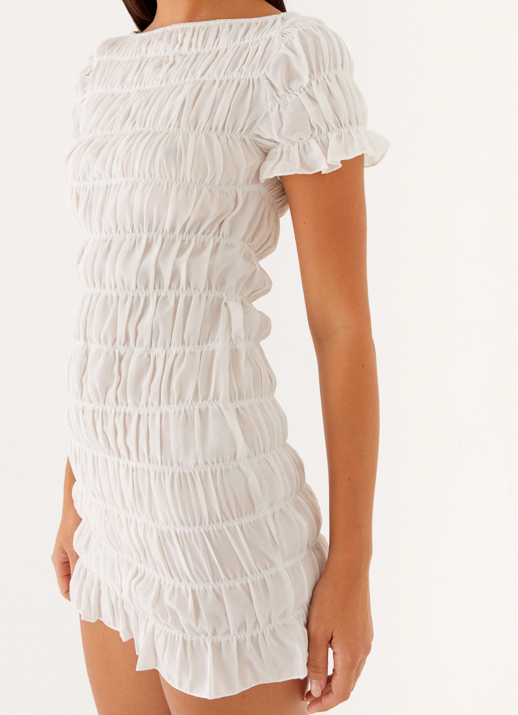 Rita Ruched Mini Dress - White Dance-Party