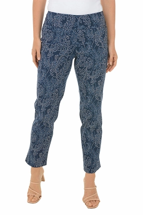 Stretch Material Snug Fit Riviera Flourish Pull-On Ankle Pant