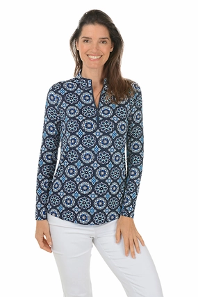 Basic Wardrobe Riviera Medallion UPF50 Mock Neck Top