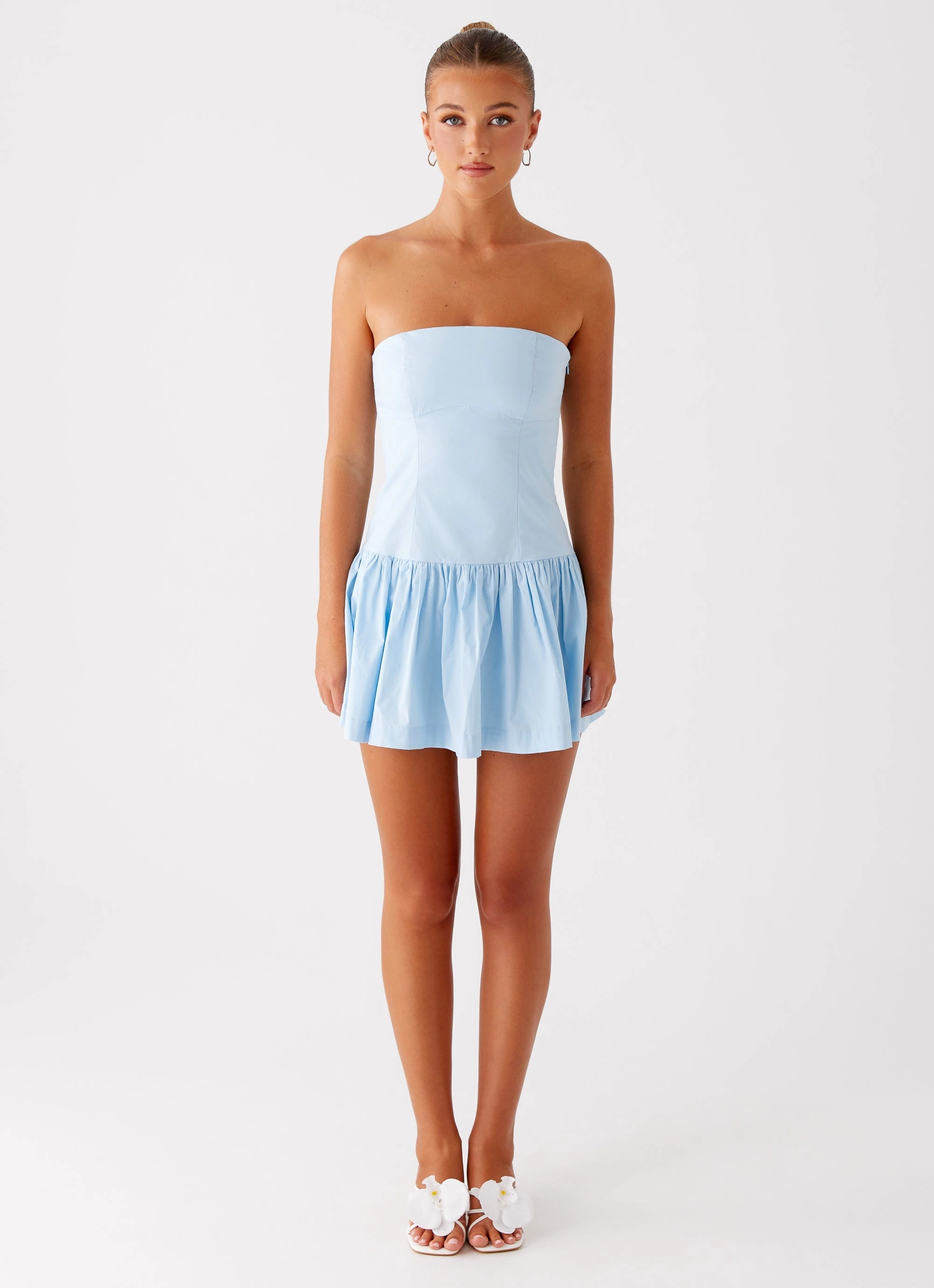 Riviera Mini Dress - Blue Bodycon Fit Skin Tone