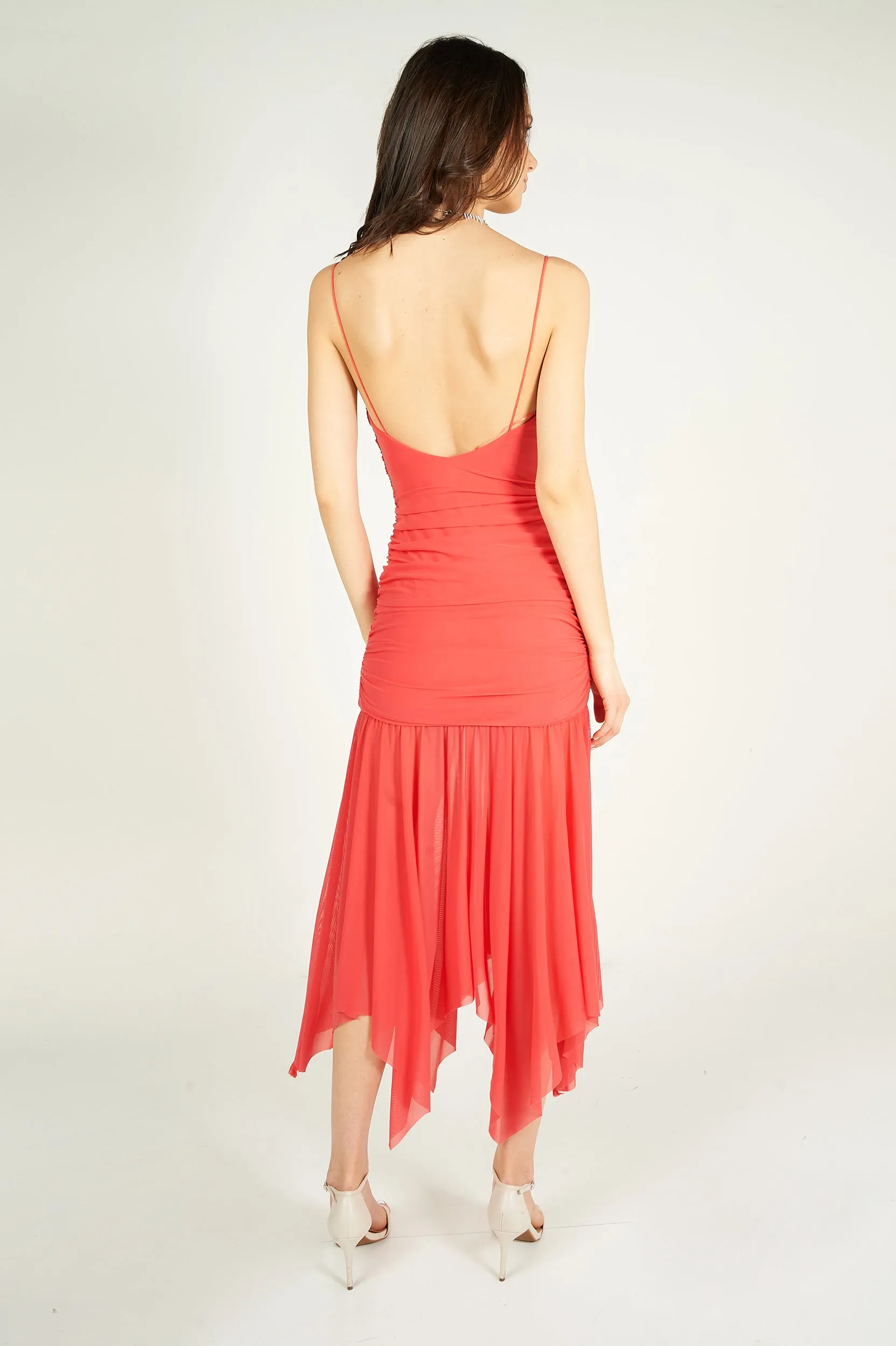 Robe asymétrique froncée en maille - ID7724 - (E-C2)